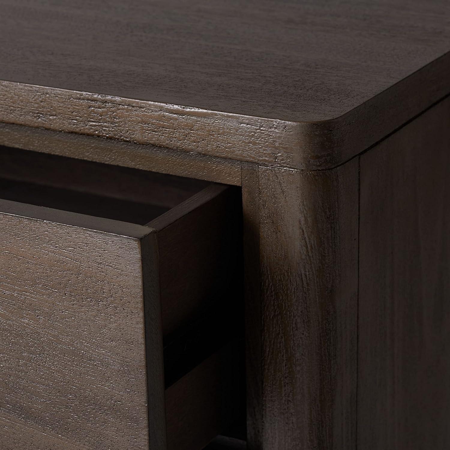 image:imageSAFAVIEH Couture Home Collection Rosey Light Grey 3Drawer Wood Nightstand Table Fully AssembledLight Brown