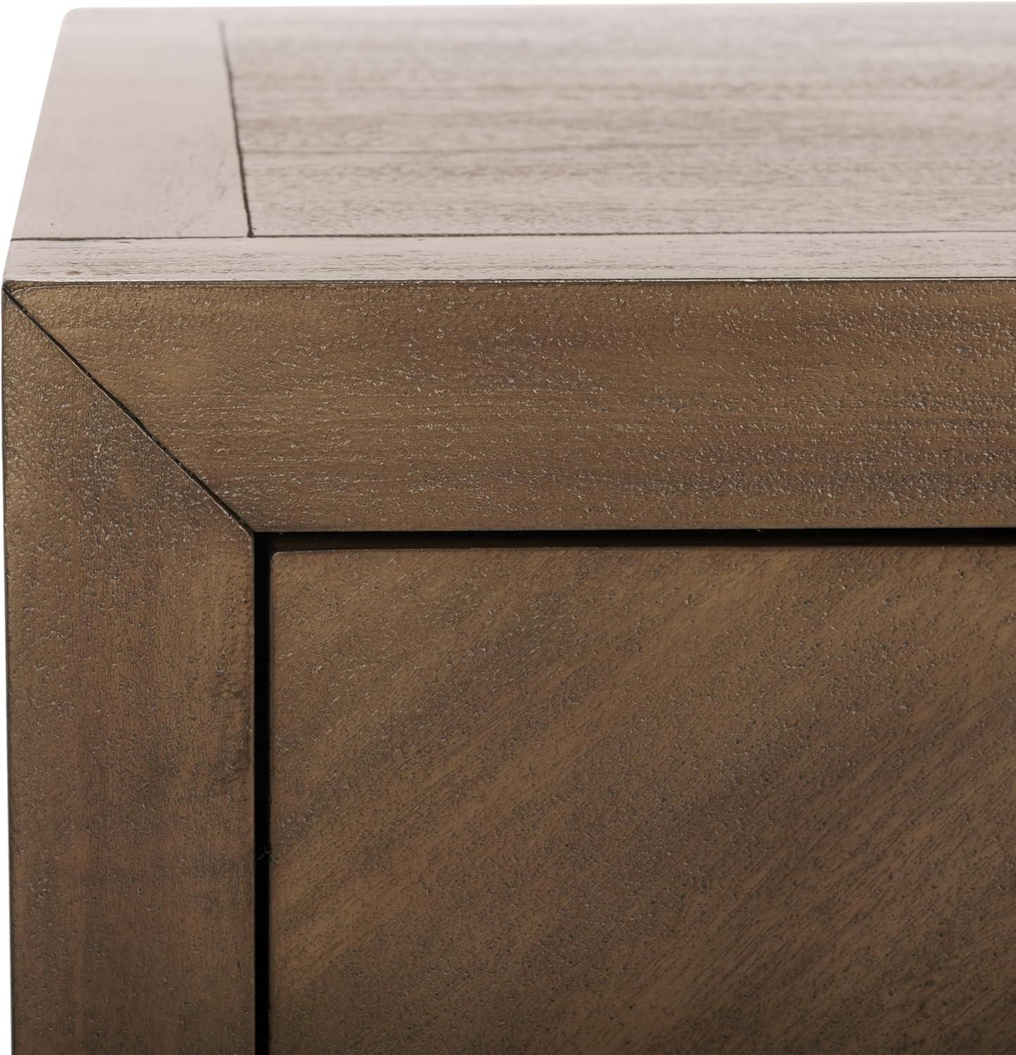 image:imageSAFAVIEH Couture Home Collection Steve Light Brown 2Drawer Wood Nightstand Table Fully AssembledBrown