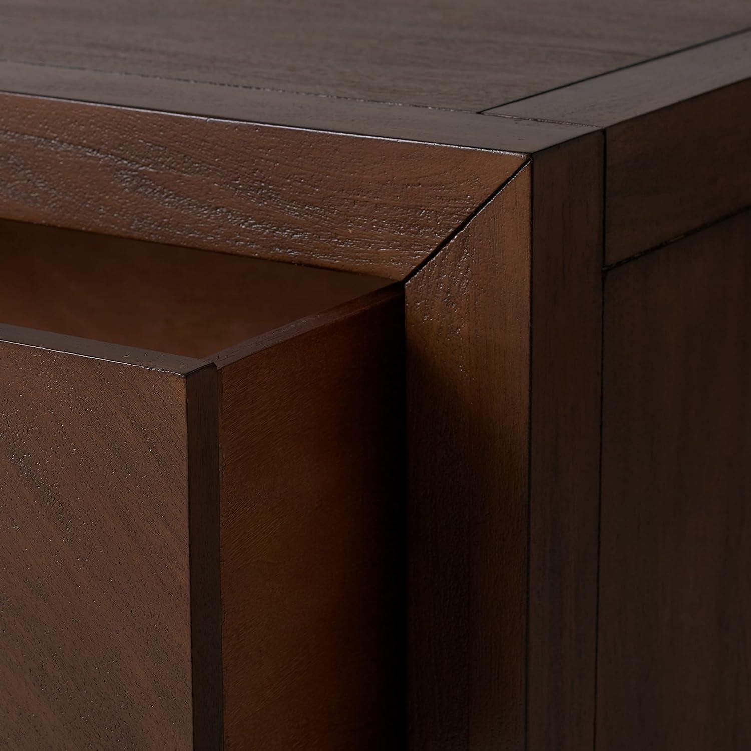 image:imageSAFAVIEH Couture Home Collection Steve Light Brown 2Drawer Wood Nightstand Table Fully AssembledBrown
