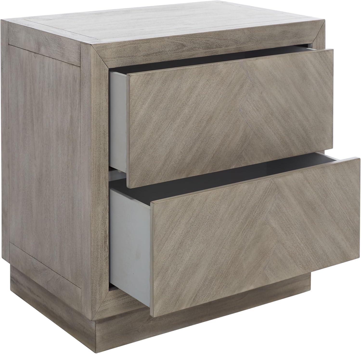 image:imageSAFAVIEH Couture Home Collection Steve Light Brown 2Drawer Wood Nightstand Table Fully AssembledLight Grey