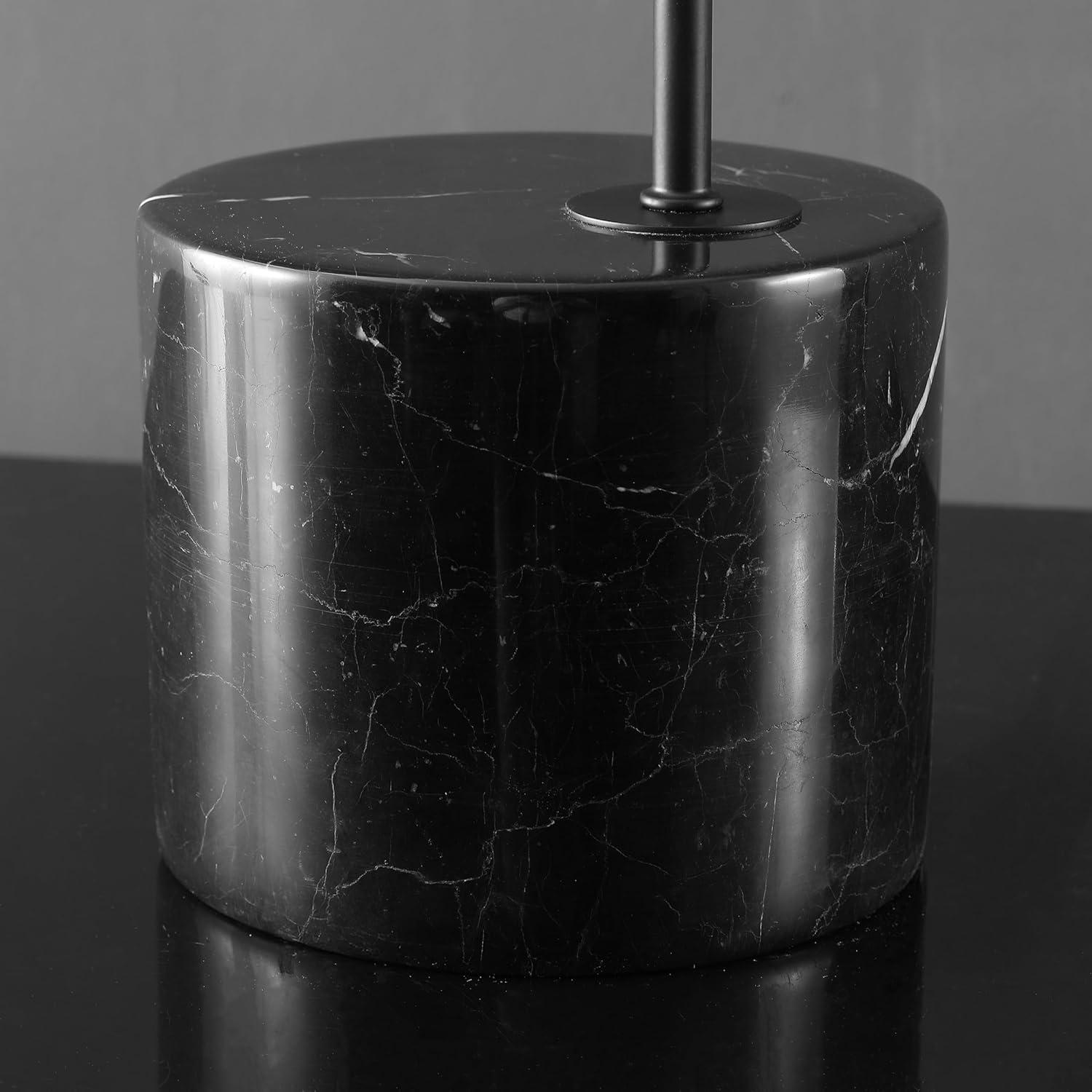 image:imageSAFAVIEH Couture Lighting Collection Rosabellina Black Marble Table Lamp Dimmable Modern Arched Metal Shade CTL1103A