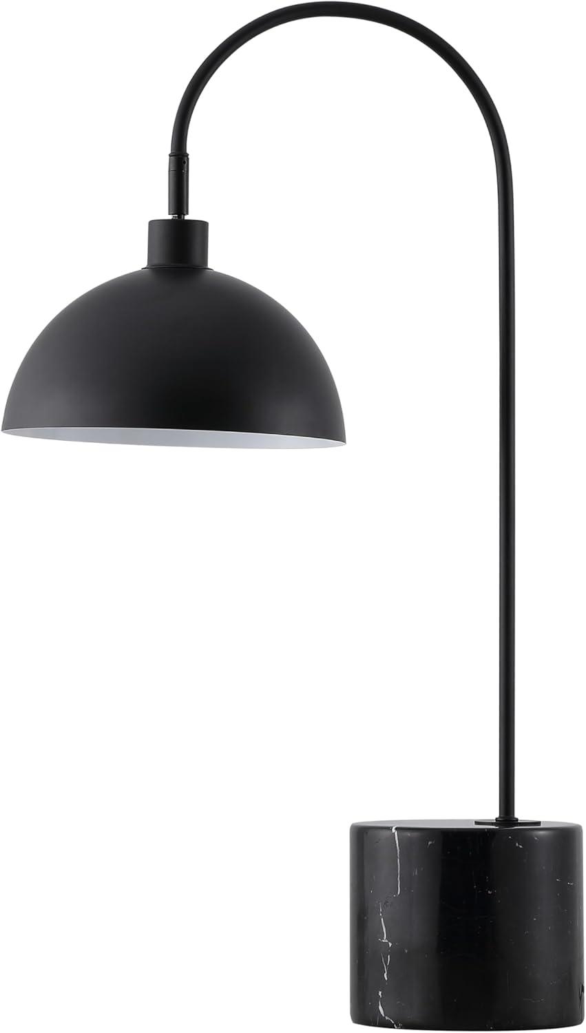 image:imageSAFAVIEH Couture Lighting Collection Rosabellina Black Marble Table Lamp Dimmable Modern Arched Metal Shade CTL1103A