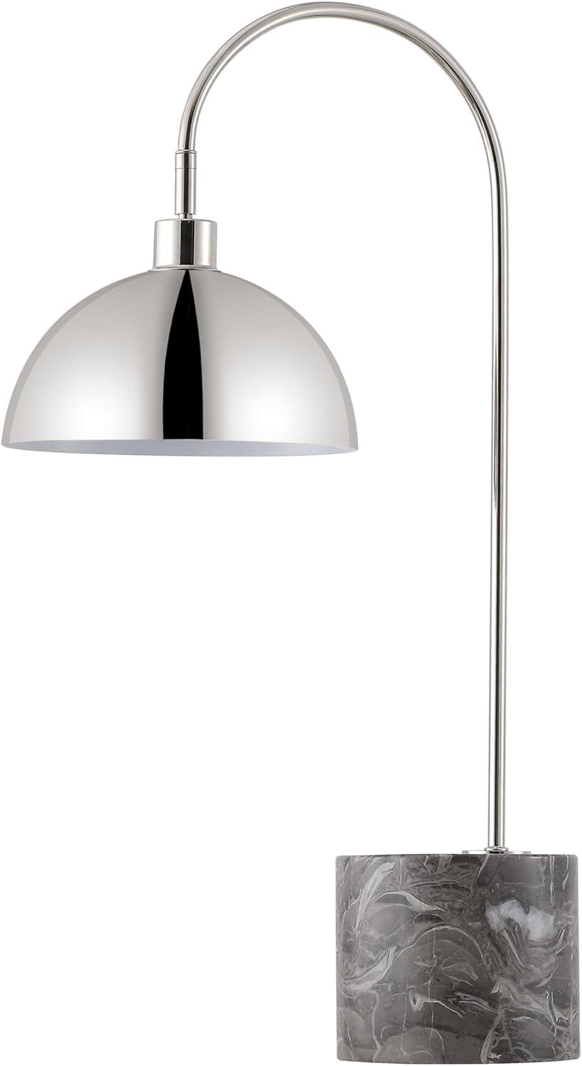 image:imageSAFAVIEH Couture Lighting Collection Rosabellina Silver amp Grey Marble Dimmable Table Lamp Modern Arched Metal Shade CTL1103B