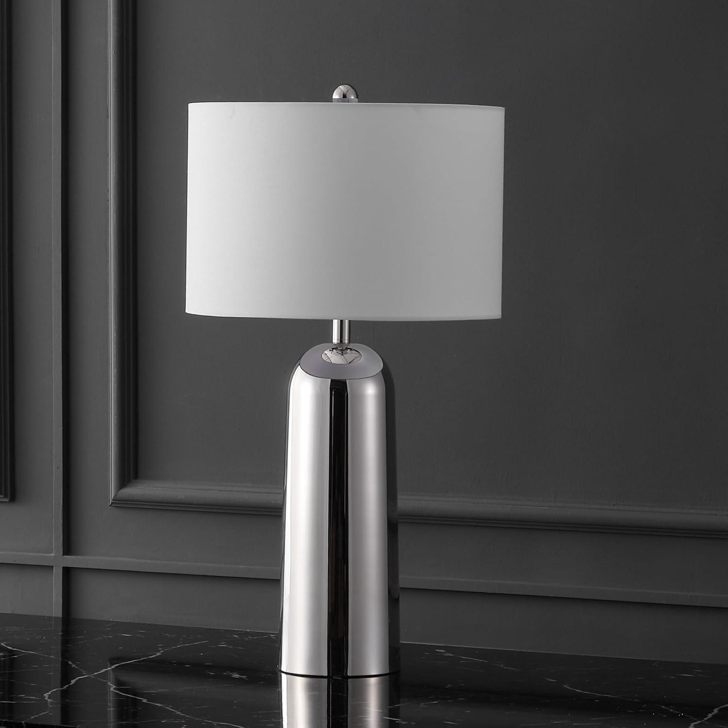 image:imageSAFAVIEH Couture Lighting Collection Chadric SilverWhite 29inch Table Lamp for Bedroom Living Room Home Office Desk Nightstand LED Bulb IncludedSilverWhite