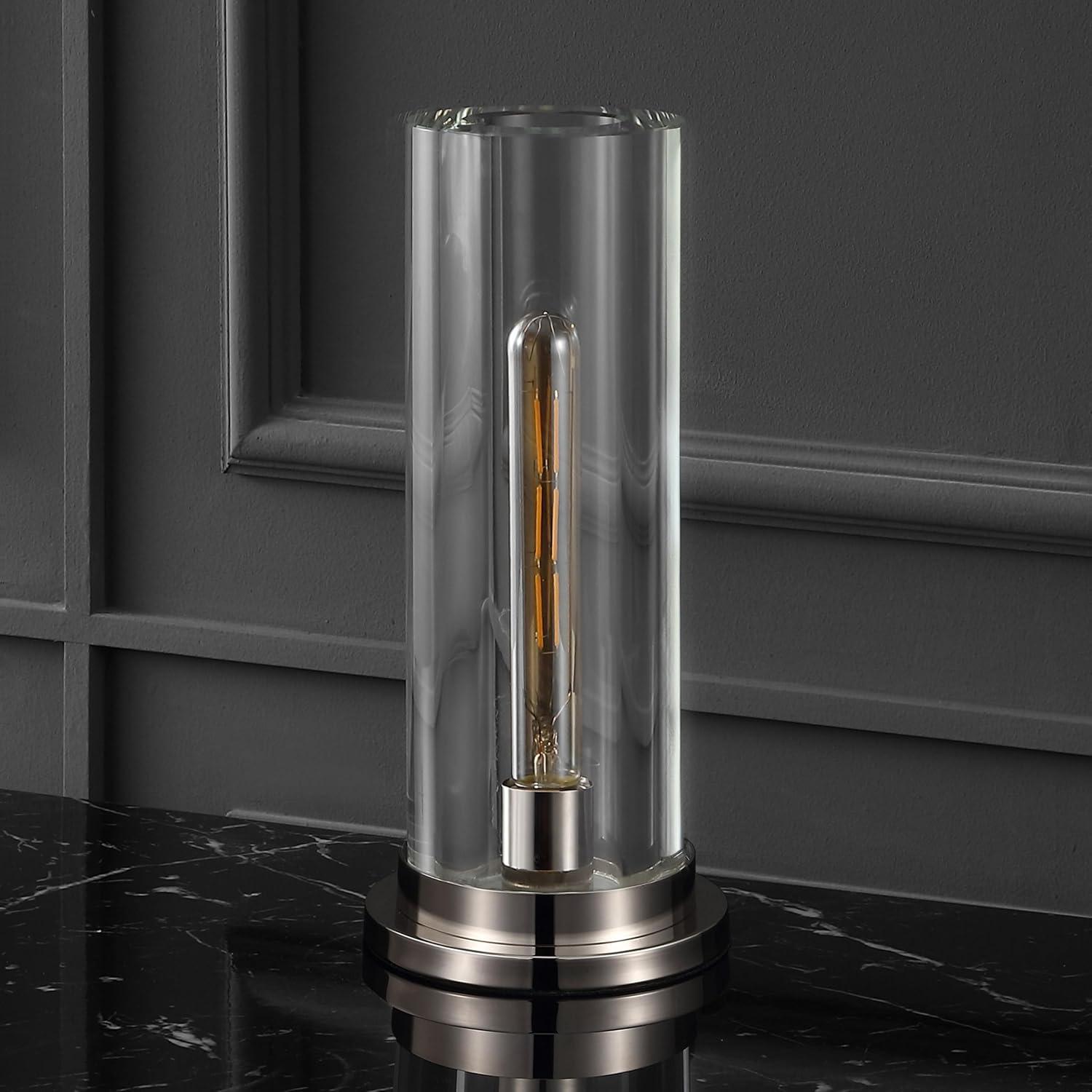 image:imageSAFAVIEH Couture Lighting Collection Dellanora SilverClear Tube 14inch Dimmable Table Lamp LED Bulbs Included