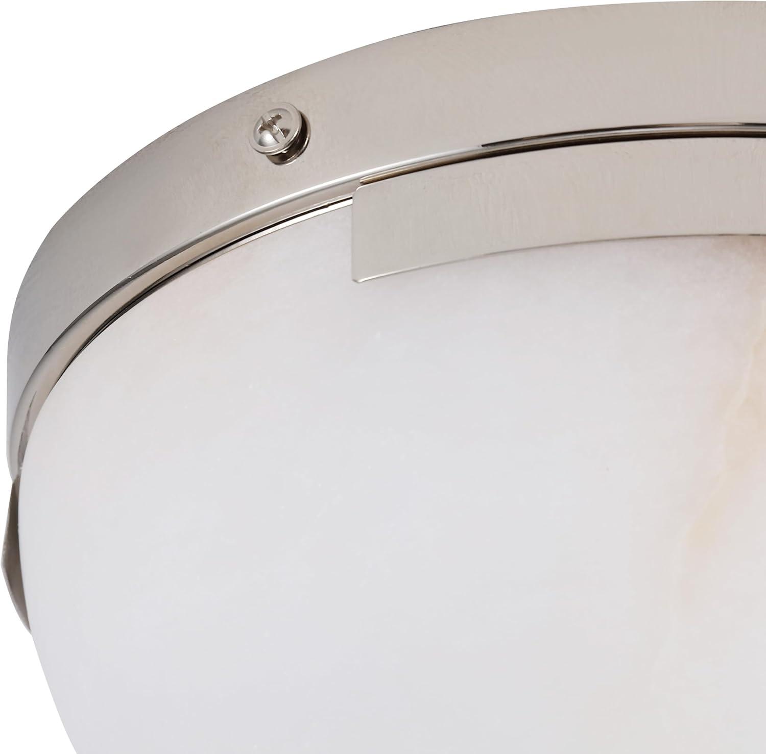 image:imageSAFAVIEH Couture Lighting Collection Eddie SilverOffWhite Alabaster Flush Mount Ceiling Light LED Bulb IncludedSilverOff White