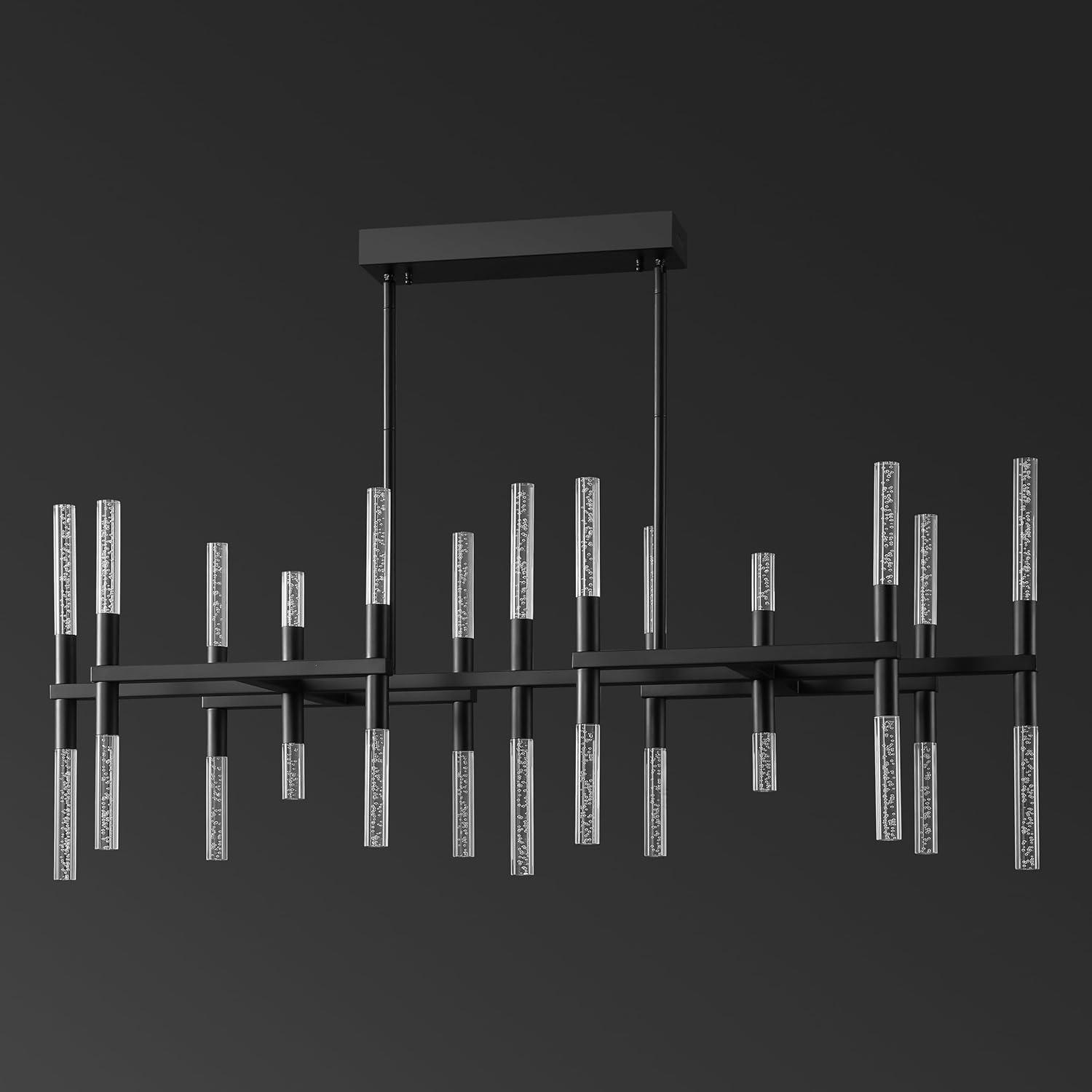 image:imageSAFAVIEH Couture Lighting Collection Evaria Black Acrylic Tube Adjustable Hanging Light Fixture Linear ChandelierBlack