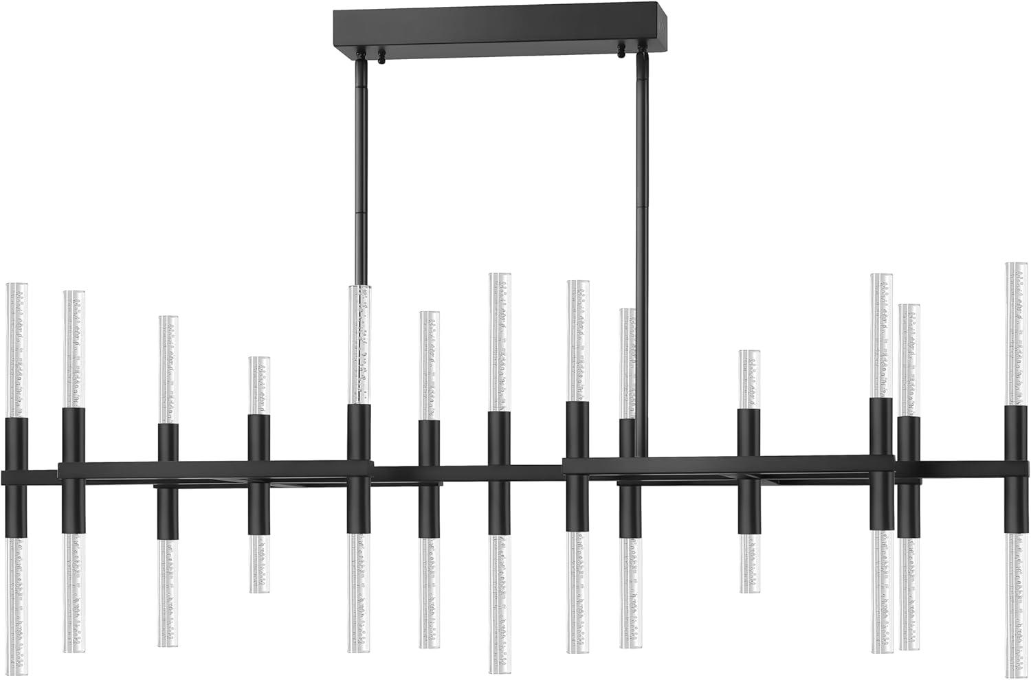 image:imageSAFAVIEH Couture Lighting Collection Evaria Black Acrylic Tube Adjustable Hanging Light Fixture Linear ChandelierBlack