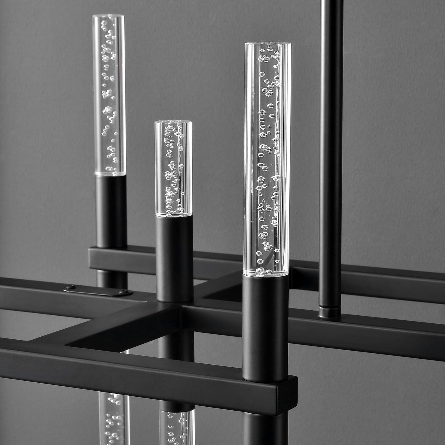 image:imageSAFAVIEH Couture Lighting Collection Evaria Black Acrylic Tube Adjustable Hanging Light Fixture Linear ChandelierBlack