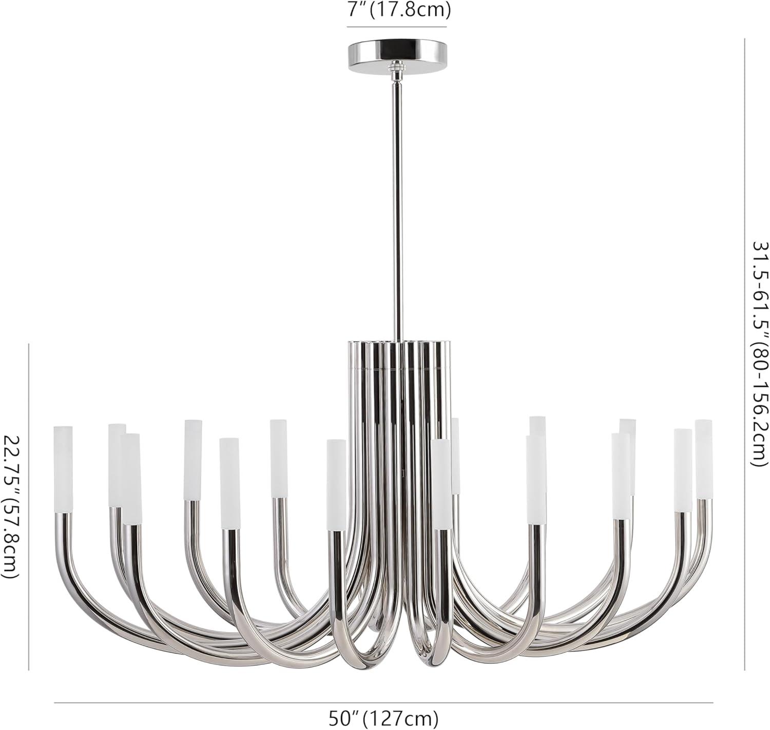 image:imageSAFAVIEH Couture Lighting Collection Evonne Silver 12Light Adjustable Hanging Chandelier Light Fixture LED Bulbs IncludedSilver