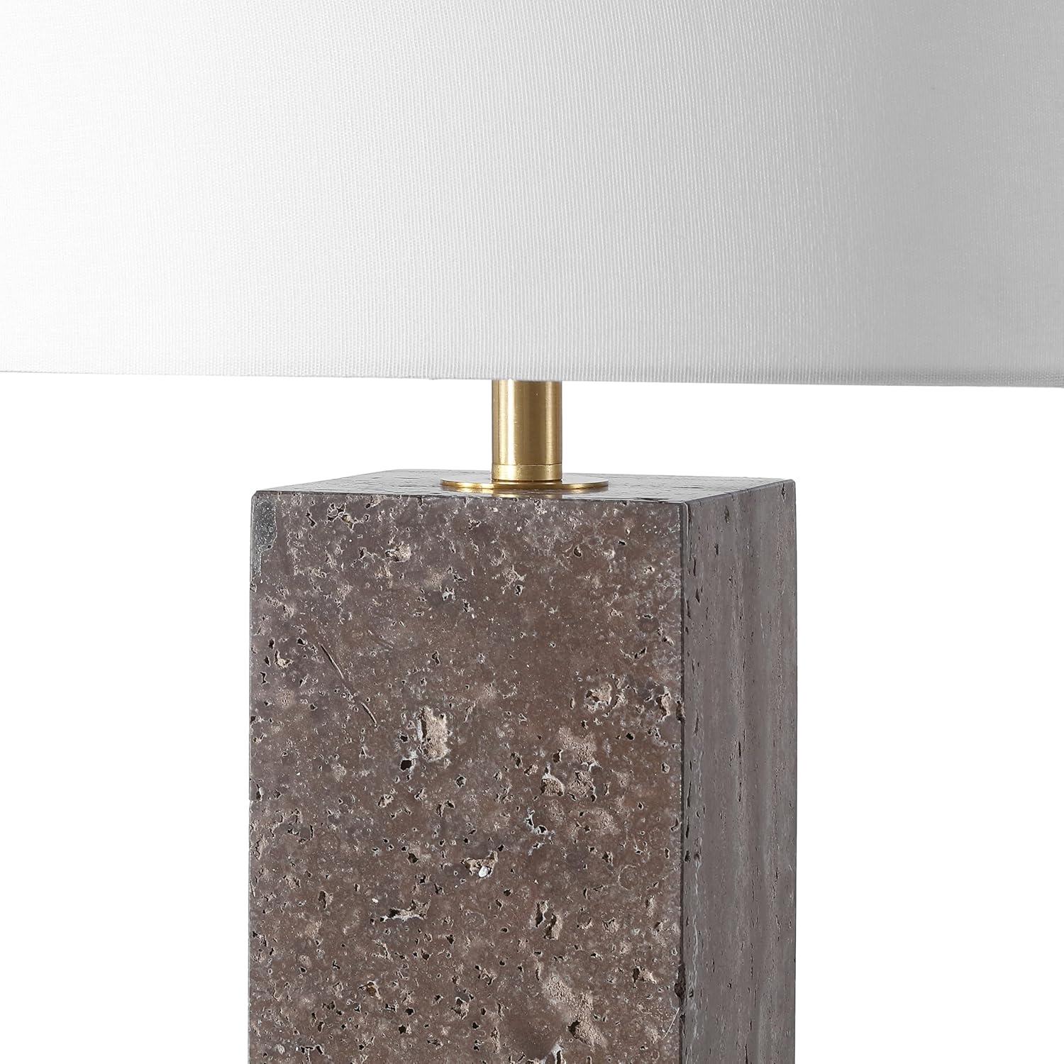 image:imageSAFAVIEH Couture Lighting Collection Feliciano Dark BrownWhite 26inch Dimmable Table Lamp for Bedroom Living Room Home Office Desk Nightstand LED Bulb Included