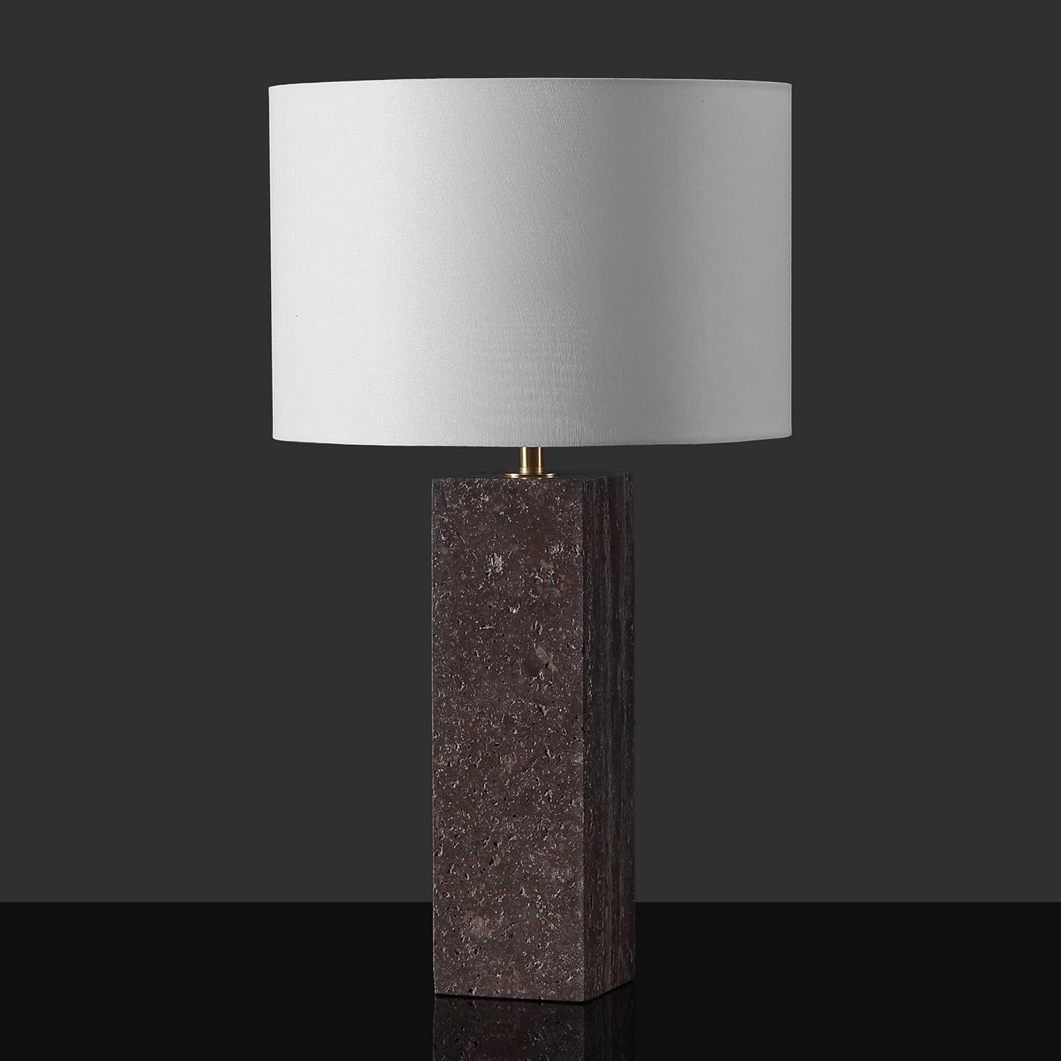 image:imageSAFAVIEH Couture Lighting Collection Feliciano Dark BrownWhite 26inch Dimmable Table Lamp for Bedroom Living Room Home Office Desk Nightstand LED Bulb Included