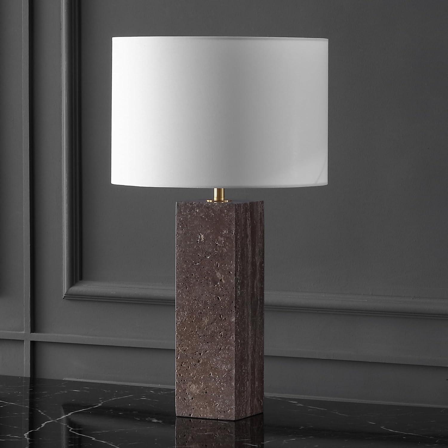 image:imageSAFAVIEH Couture Lighting Collection Feliciano Dark BrownWhite 26inch Dimmable Table Lamp for Bedroom Living Room Home Office Desk Nightstand LED Bulb Included