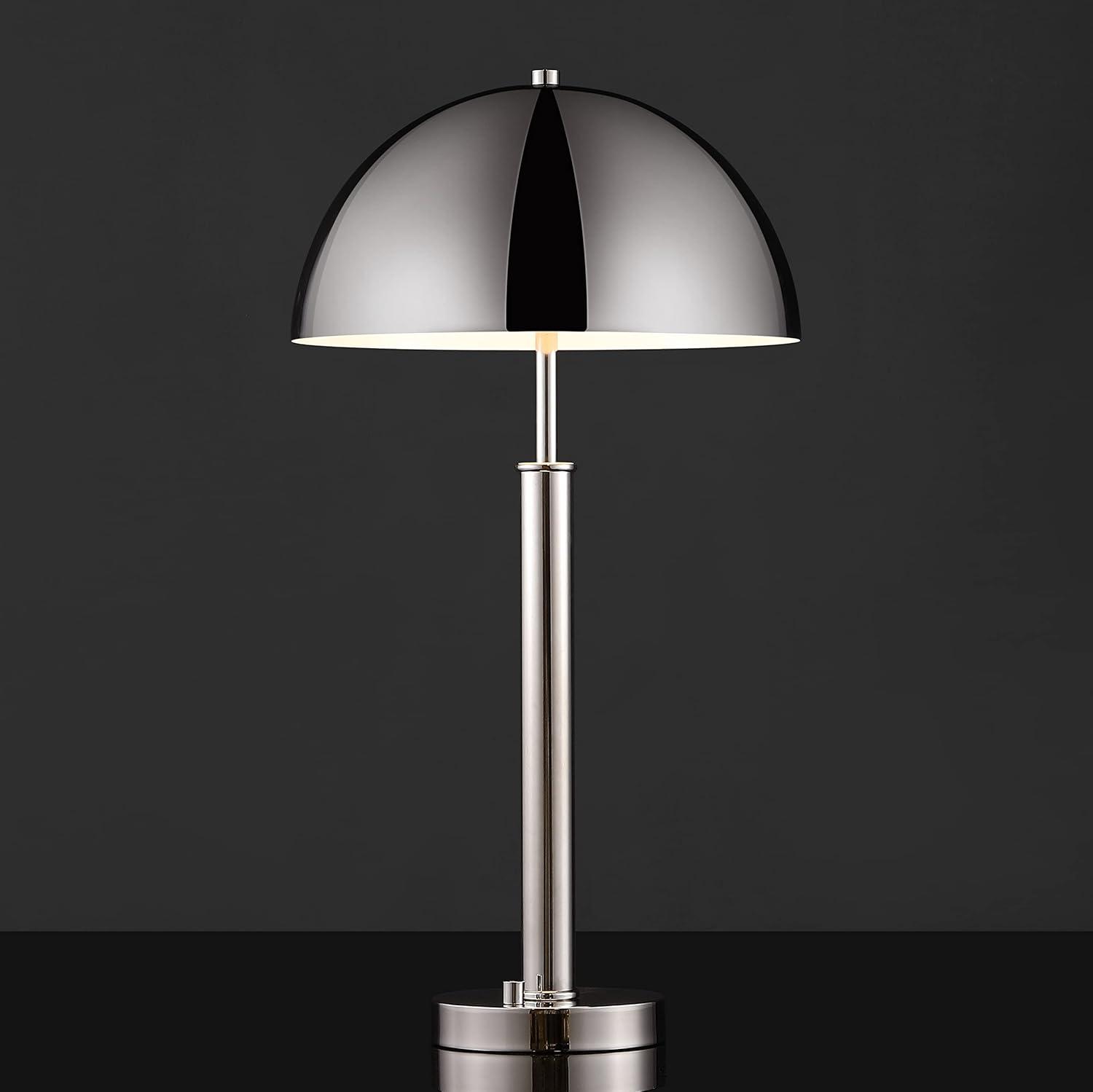 image:imageSAFAVIEH Couture Lighting Collection Harvey Modern Metal Dome Nickel 26inch Bedroom Living Room Home Office Desk Nightstand Table Lamp LED Bulb IncludedNickle