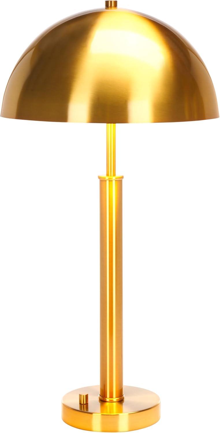 image:imageSAFAVIEH Couture Lighting Collection Harvey Modern Metal Dome Nickel 26inch Bedroom Living Room Home Office Desk Nightstand Table Lamp LED Bulb IncludedGold