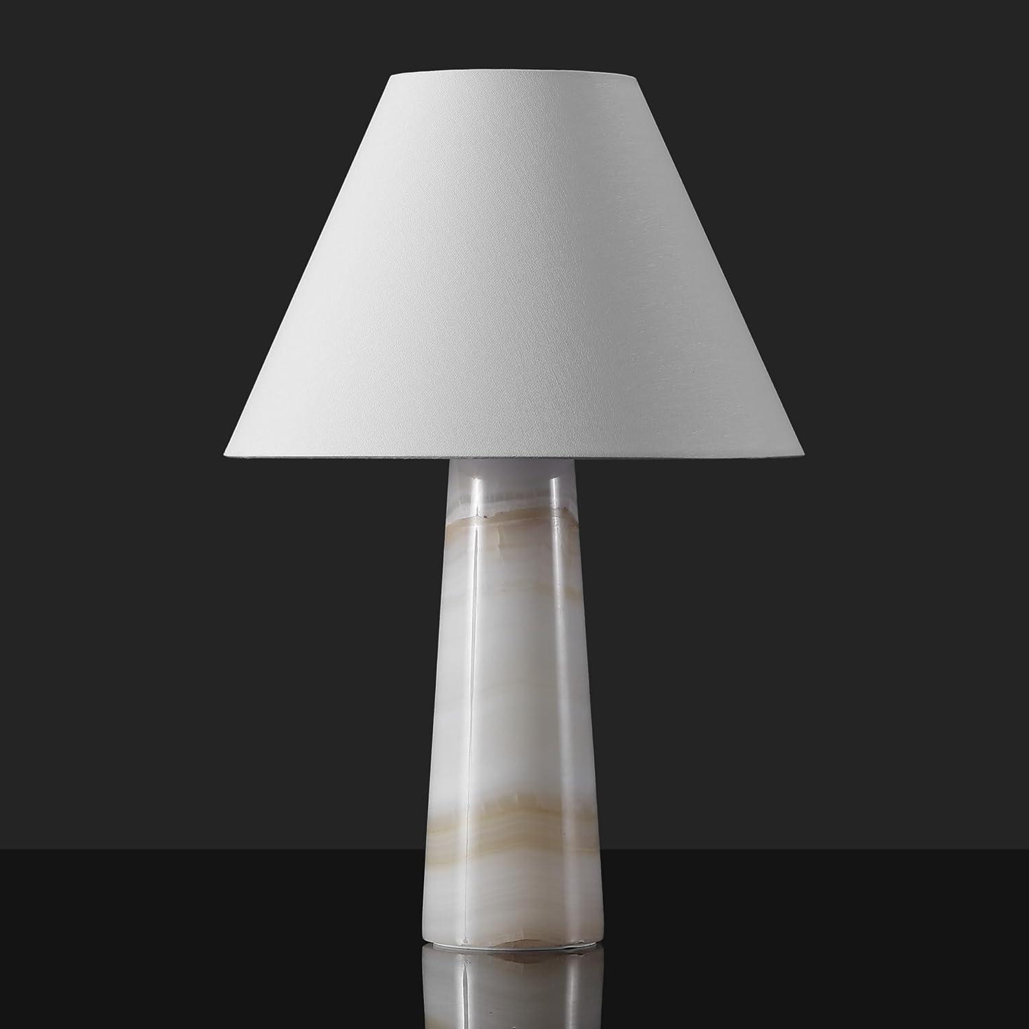 image:imageSAFAVIEH Couture Lighting Collection Jennarose OffWhiteWhite Jade Stone 20inch Dimmable Table Lamp for Bedroom Living Room Home Office Desk Nightstand LED Bulb Included