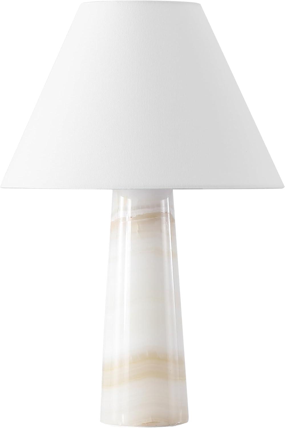 image:imageSAFAVIEH Couture Lighting Collection Jennarose OffWhiteWhite Jade Stone 20inch Dimmable Table Lamp for Bedroom Living Room Home Office Desk Nightstand LED Bulb Included