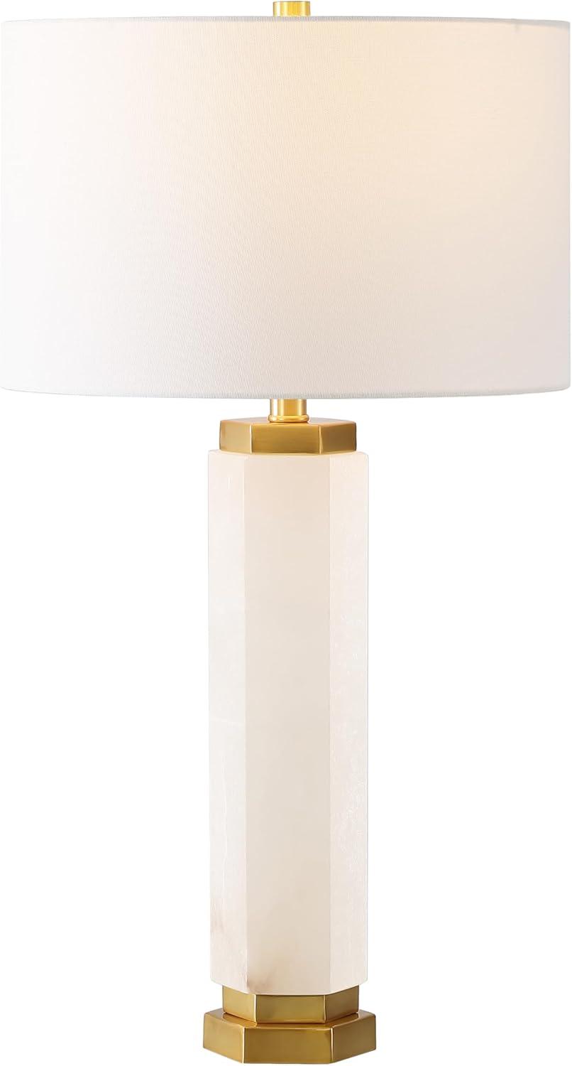 image:imageSAFAVIEH Couture Lighting Collection Lynsey Handmade GoldWhite Alabaster 29inch Table Lamp