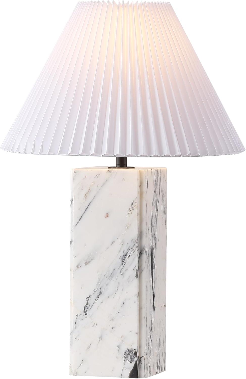 image:imageSAFAVIEH Couture Lighting Collection Mackenzie Light BrownBlack Marble Square 25inch Table Lamp for Bedroom Living Room Home Office Desk Nightstand LED Bulb IncludedWhiteBlack