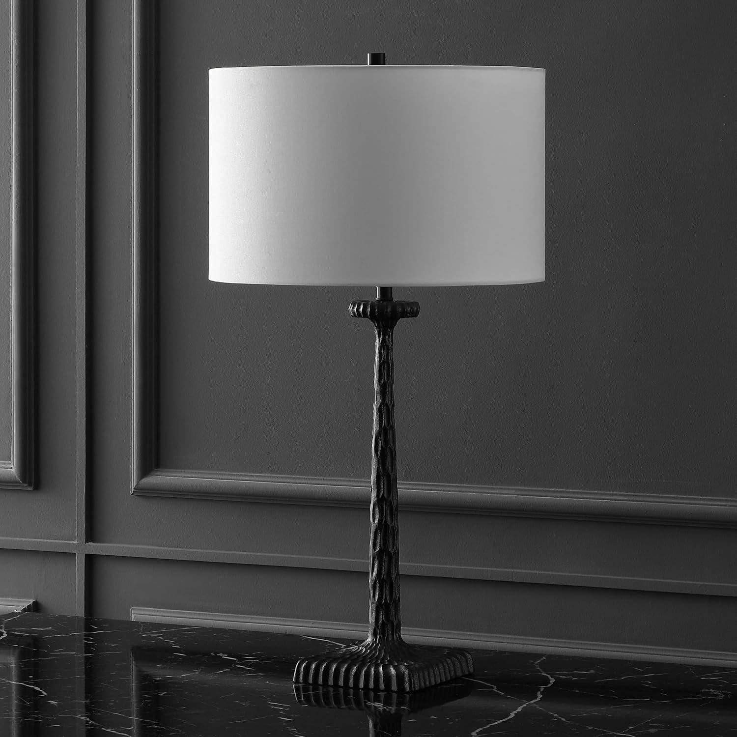 image:imageSAFAVIEH Couture Lighting Collection Roxalina BlackWhite Metal Base 29inch Dimmable Table Lamp LED Bulbs IncludedBlack White