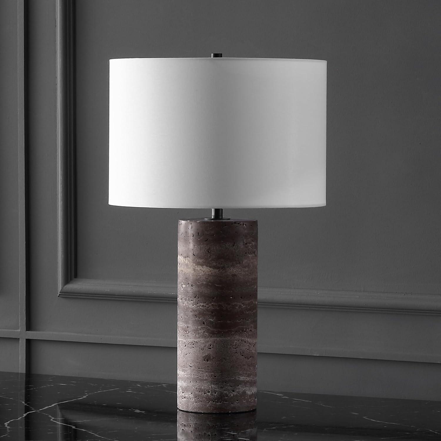 image:imageSAFAVIEH Couture Lighting Collection Rynetta Dark BrownWhite 24inch Dimmable Table Lamp for Bedroom Living Room Home Office Desk Nightstand LED Bulb IncludedDark BrownWhite