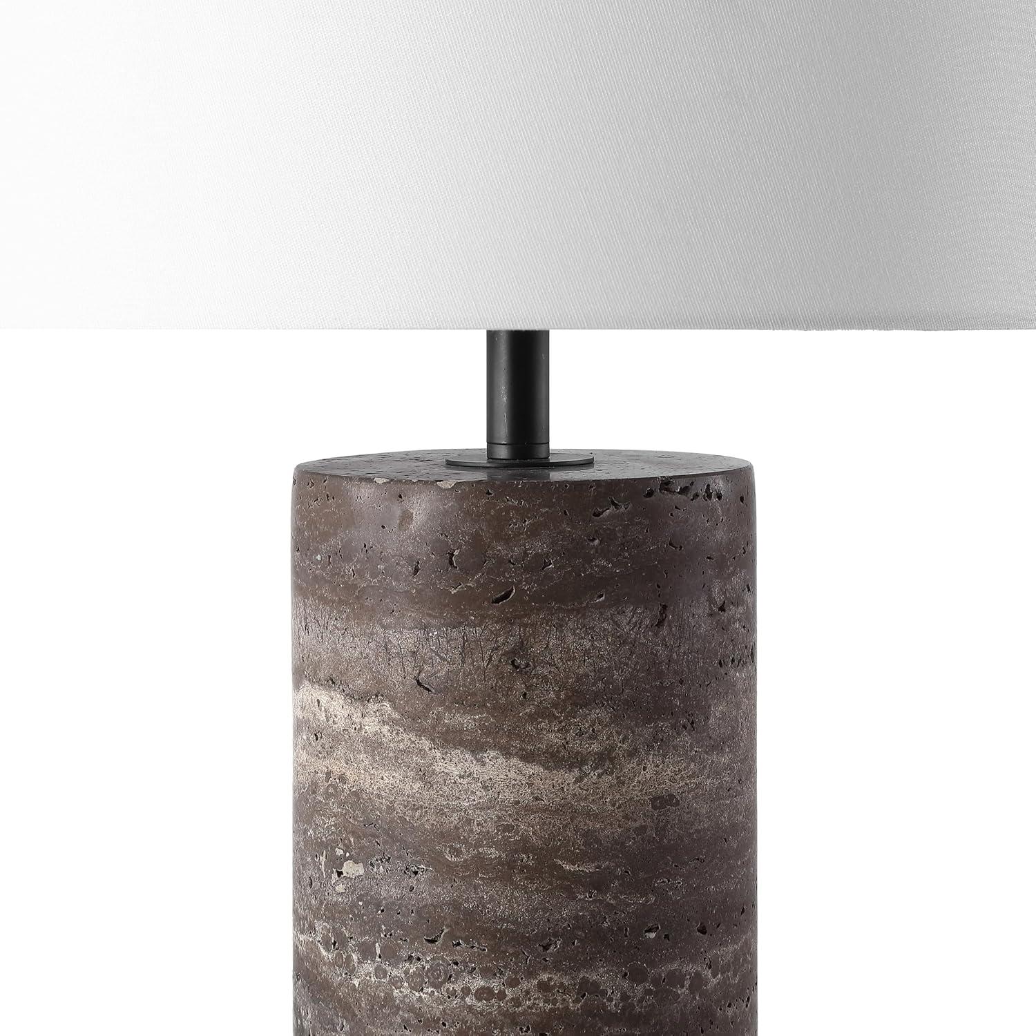 image:imageSAFAVIEH Couture Lighting Collection Rynetta Dark BrownWhite 24inch Dimmable Table Lamp for Bedroom Living Room Home Office Desk Nightstand LED Bulb IncludedDark BrownWhite