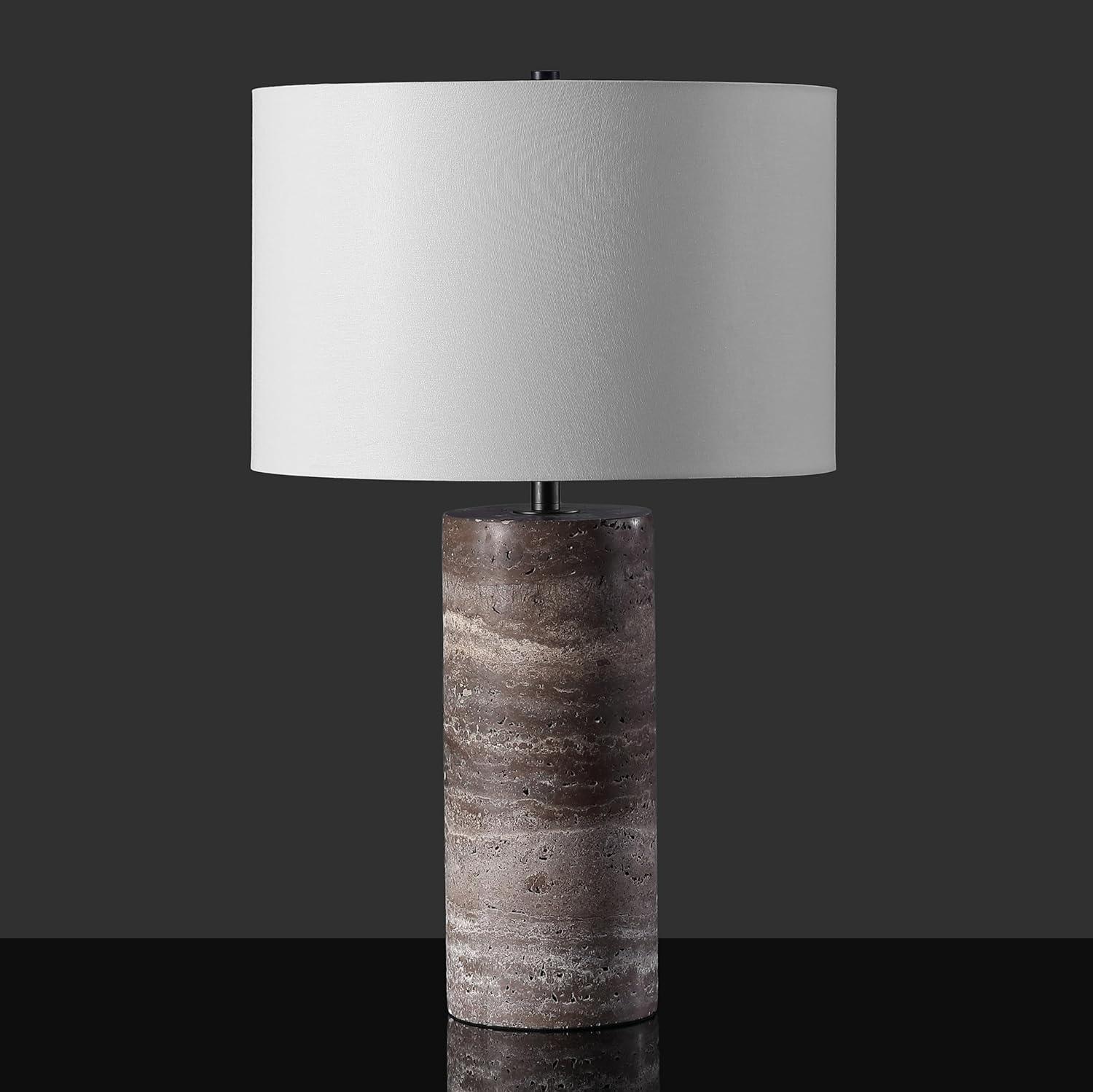 image:imageSAFAVIEH Couture Lighting Collection Rynetta Dark BrownWhite 24inch Dimmable Table Lamp for Bedroom Living Room Home Office Desk Nightstand LED Bulb IncludedDark BrownWhite