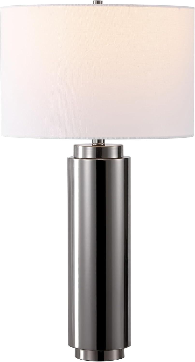 image:imageSAFAVIEH Couture Lighting Collection Terry Modern Metal Pillar GoldWhite 30inch Bedroom Living Room Home Office Desk Nightstand Table Lamp LED Bulb IncludedNickelWhite