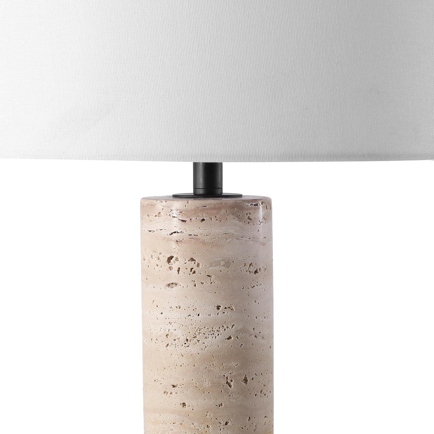 image:imageSAFAVIEH Couture Lighting Collection Tywin TravertineWhite 27inch Dimmable Table Lamp for Bedroom Living Room Home Office Desk Nightstand LED Bulb Included