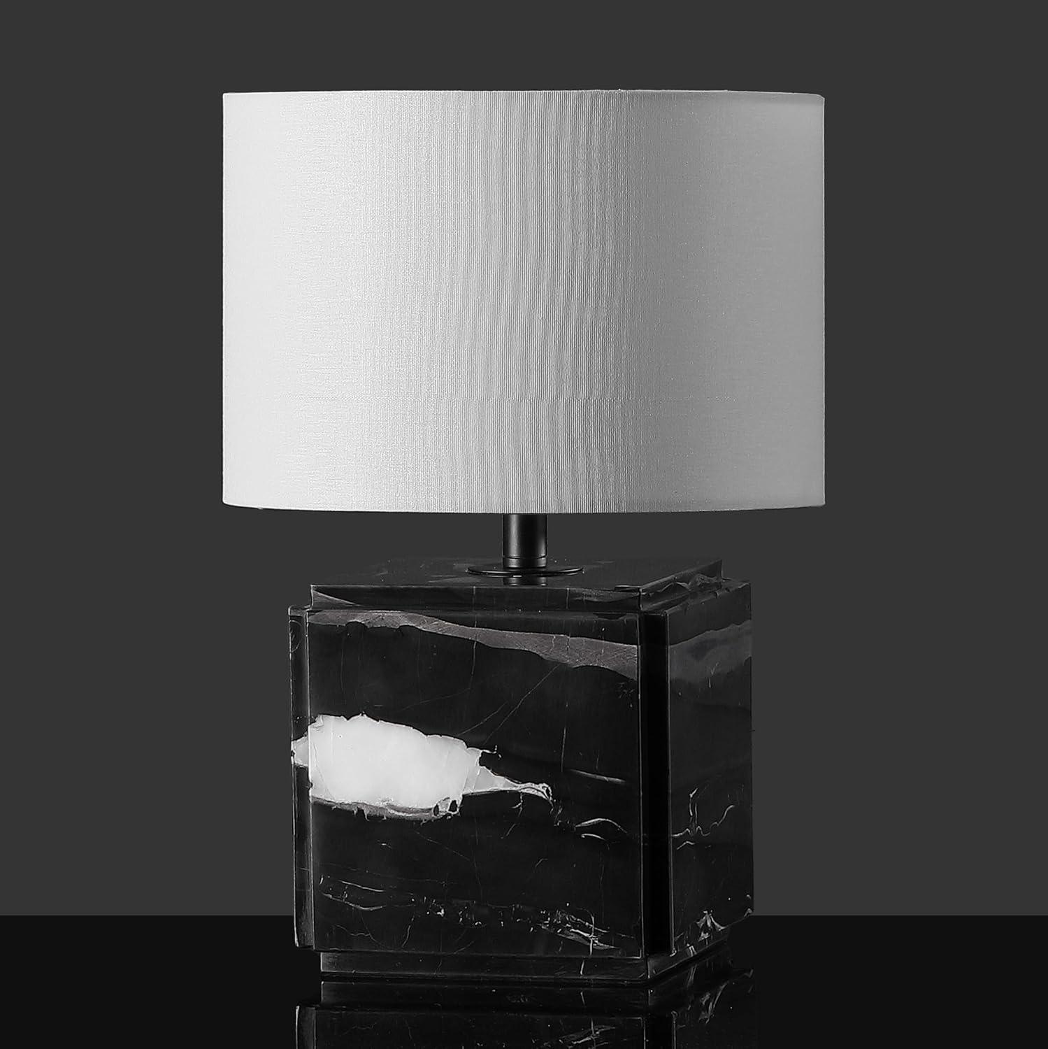 image:imageSAFAVIEH Couture Lighting Collection Zahra BlackWhite Marble 15inch Dimmable Table Lamp for Bedroom Living Room Home Office Desk Nightstand LED Bulb IncludedBlack White