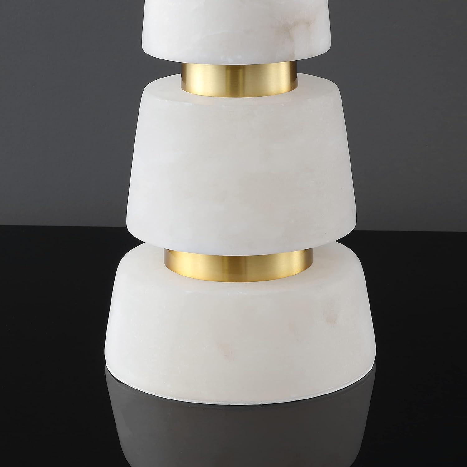 image:imageSAFAVIEH Couture Lighting Collection Zhang Handmade WhiteGold Alabaster 25inch Table LampWhiteGold