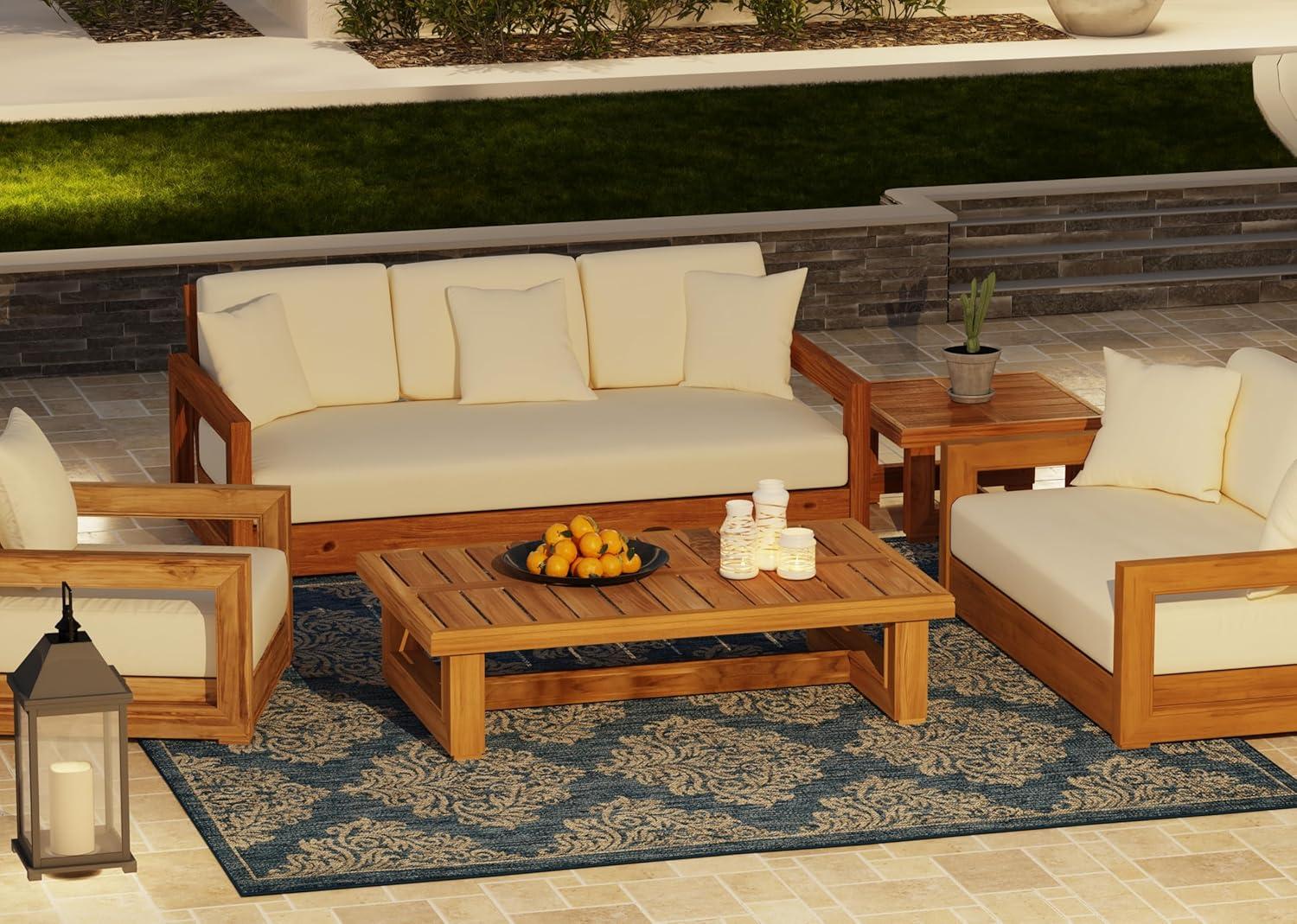 image:imageSAFAVIEH Couture Montford Brazilian Teak IndoorOutdoor Arm ChairBeige