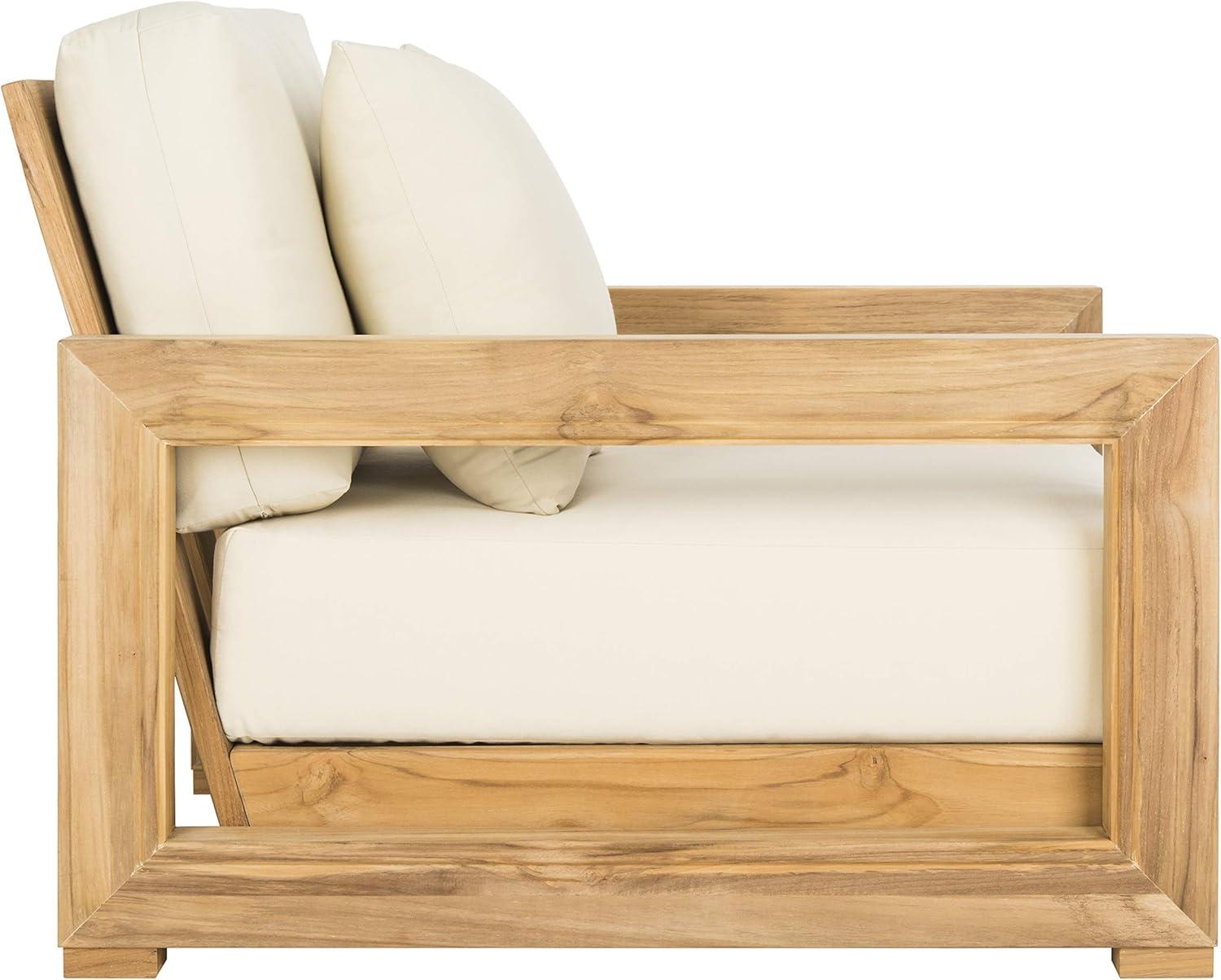 image:imageSAFAVIEH Couture Montford Brazilian Teak IndoorOutdoor Arm ChairBeige