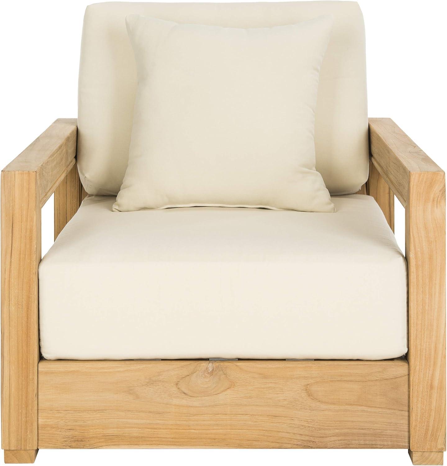 image:imageSAFAVIEH Couture Montford Brazilian Teak IndoorOutdoor Arm ChairBeige