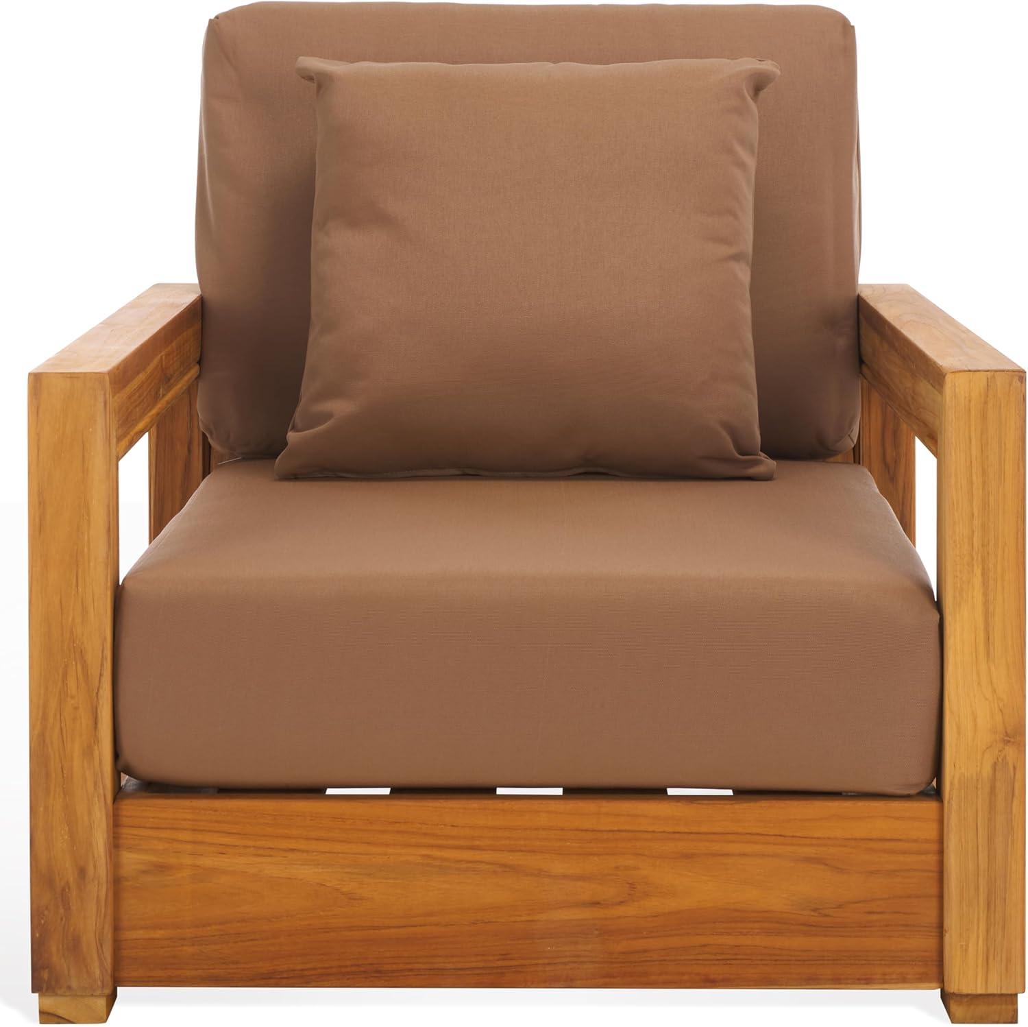 image:imageSAFAVIEH Couture Montford Brazilian Teak IndoorOutdoor Arm ChairGrey