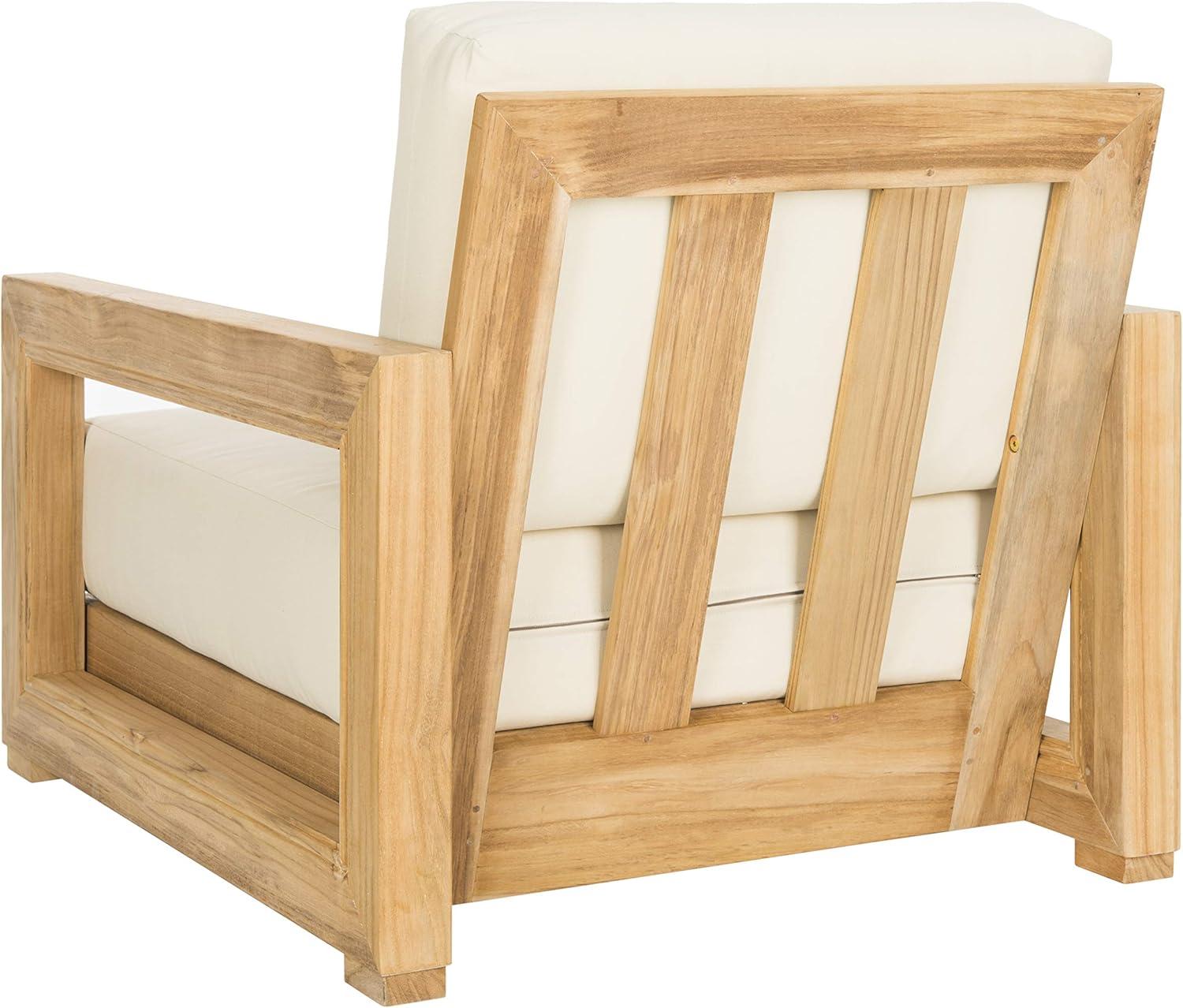 image:imageSAFAVIEH Couture Montford Brazilian Teak IndoorOutdoor Arm ChairNatural TeakBeige