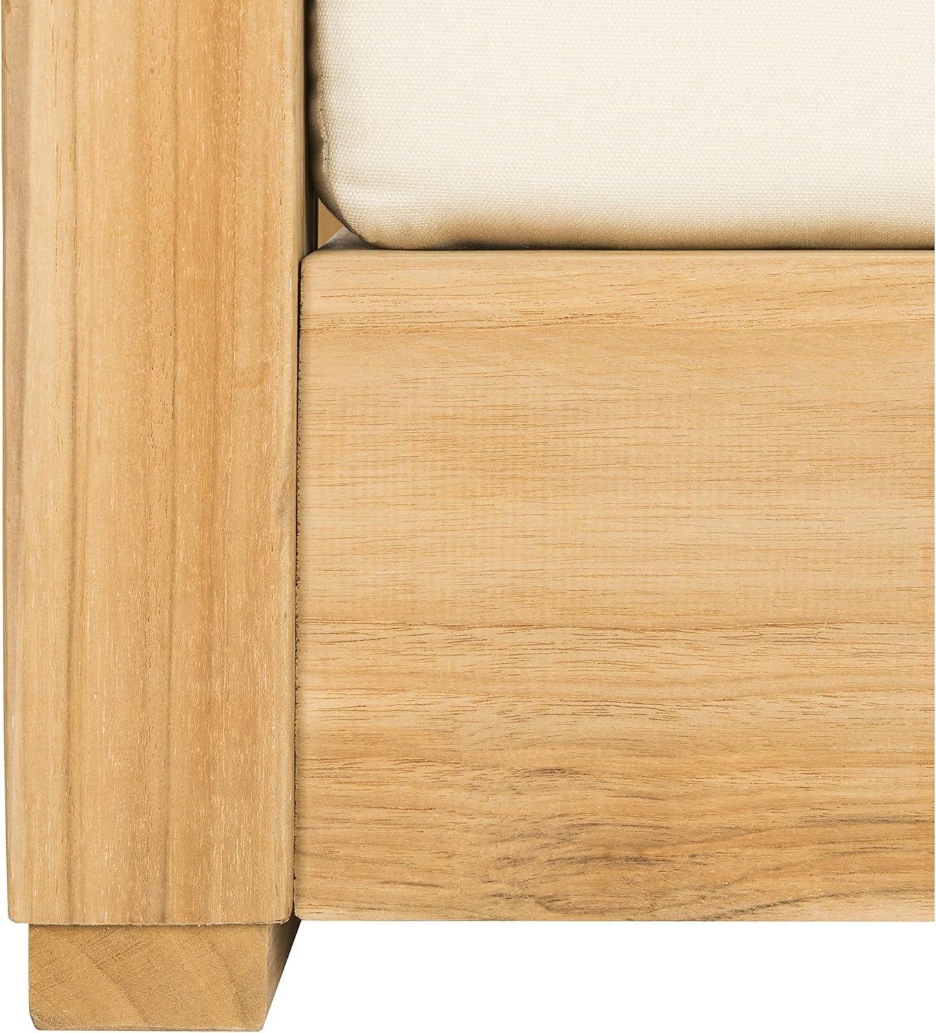 image:imageSAFAVIEH Couture Montford Brazilian Teak IndoorOutdoor Arm ChairNatural TeakBeige