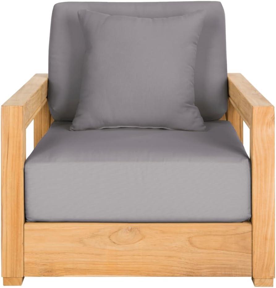 image:imageSAFAVIEH Couture Montford Brazilian Teak IndoorOutdoor Arm ChairNaturalBrown