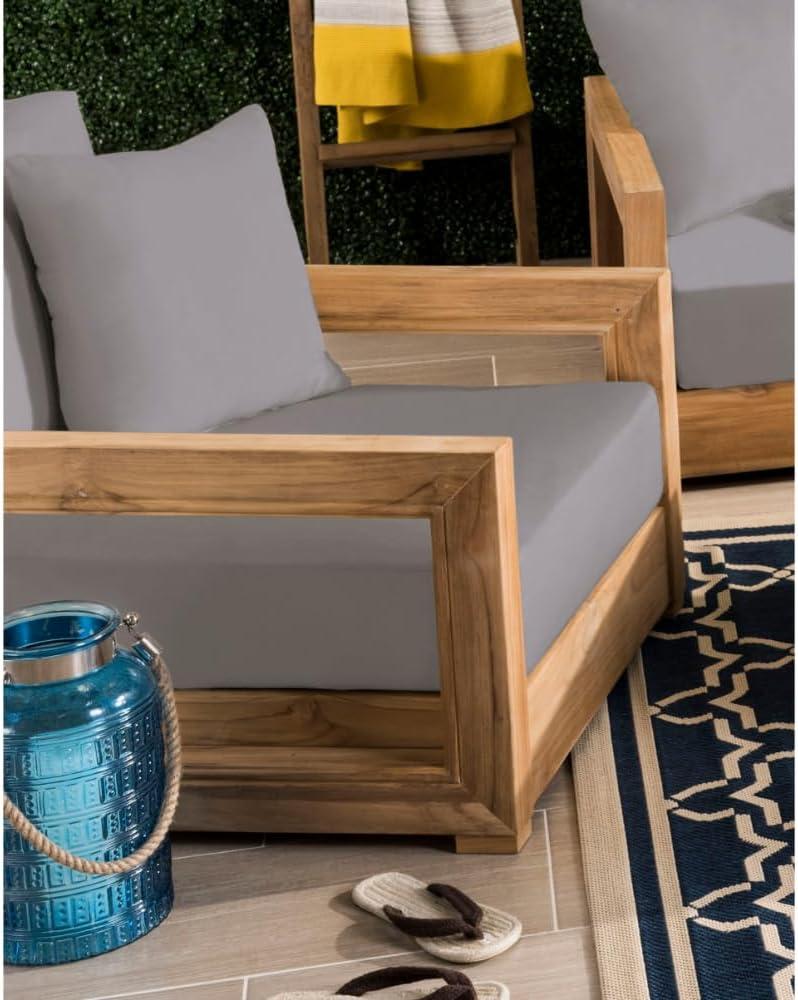 image:imageSAFAVIEH Couture Montford Brazilian Teak IndoorOutdoor Arm ChairNaturalBrown