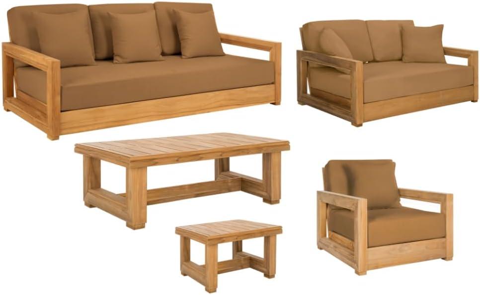 image:imageSAFAVIEH Couture Montford Brazilian Teak IndoorOutdoor Arm ChairNaturalBrown