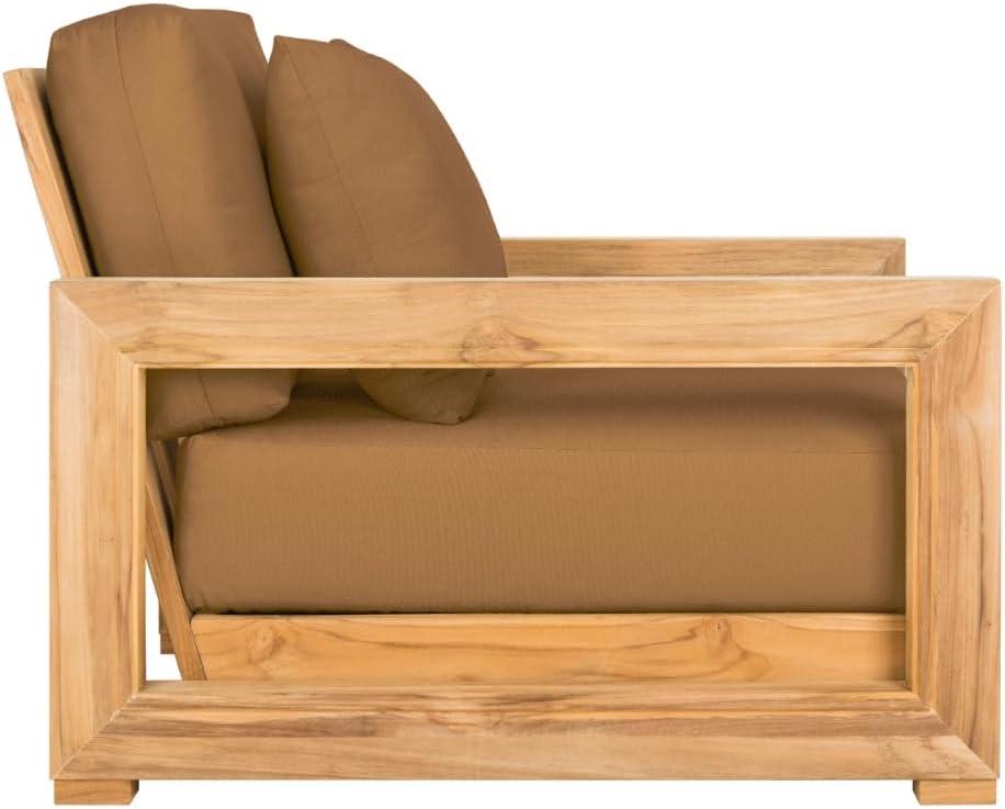 image:imageSAFAVIEH Couture Montford Brazilian Teak IndoorOutdoor Arm ChairNaturalBrown
