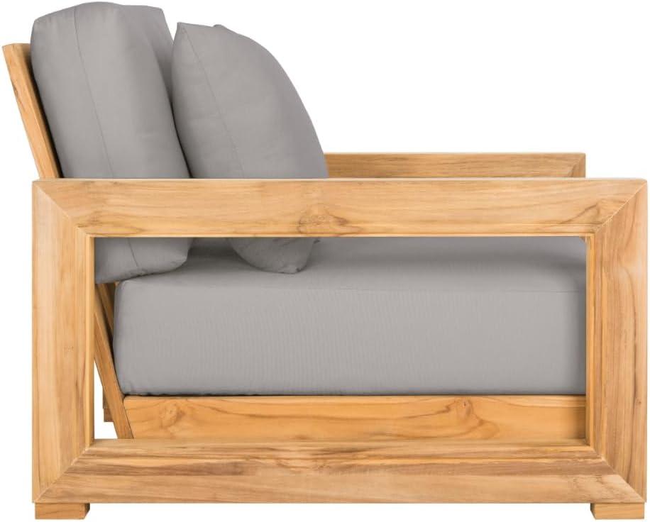 image:imageSAFAVIEH Couture Montford Brazilian Teak IndoorOutdoor Arm ChairNaturalBrown