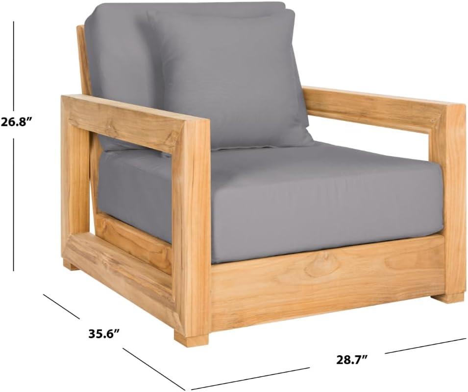 image:imageSAFAVIEH Couture Montford Brazilian Teak IndoorOutdoor Arm ChairNaturalBrown