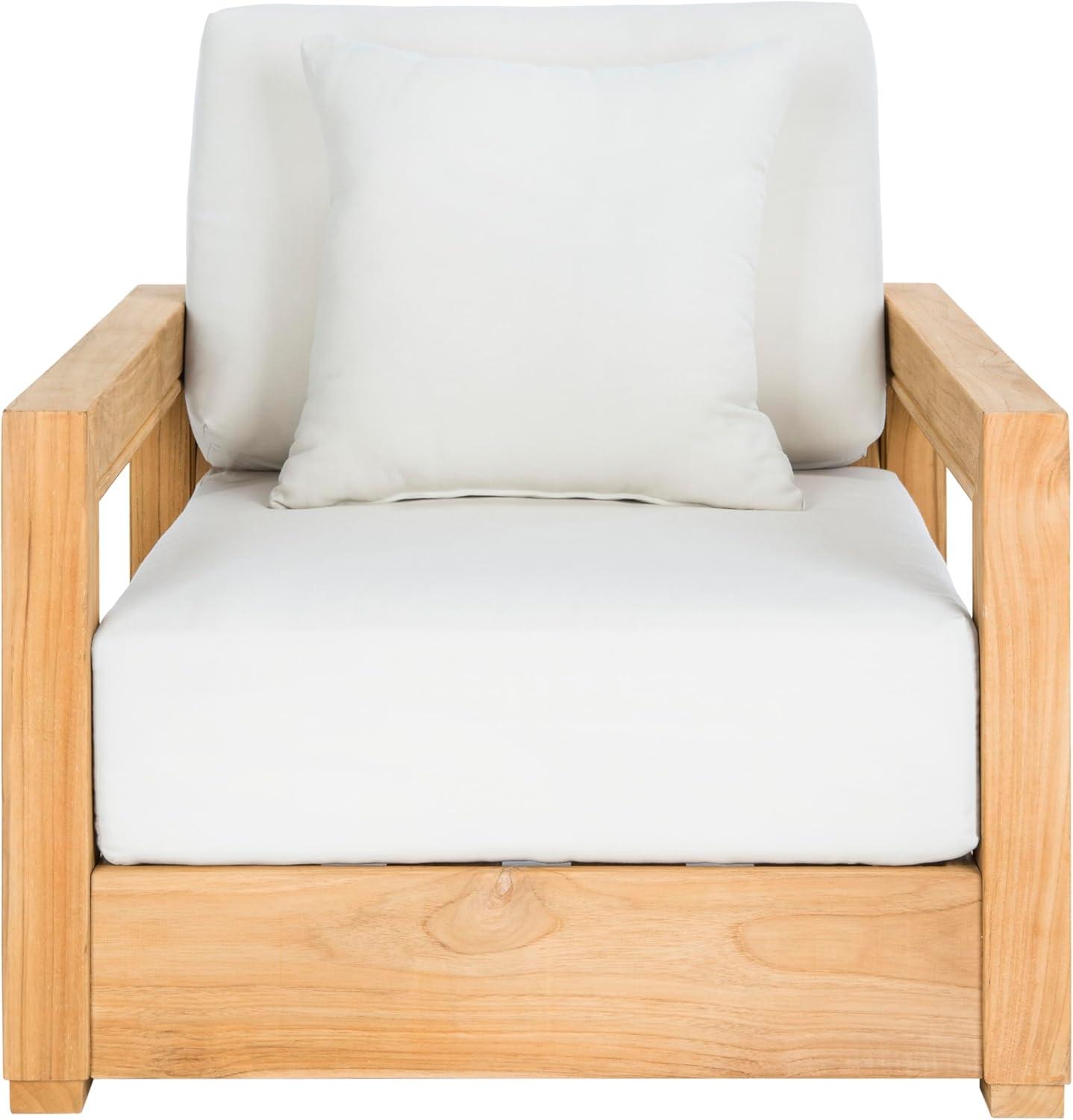 image:imageSAFAVIEH Couture Montford Brazilian Teak IndoorOutdoor Arm ChairNaturalDark Brown