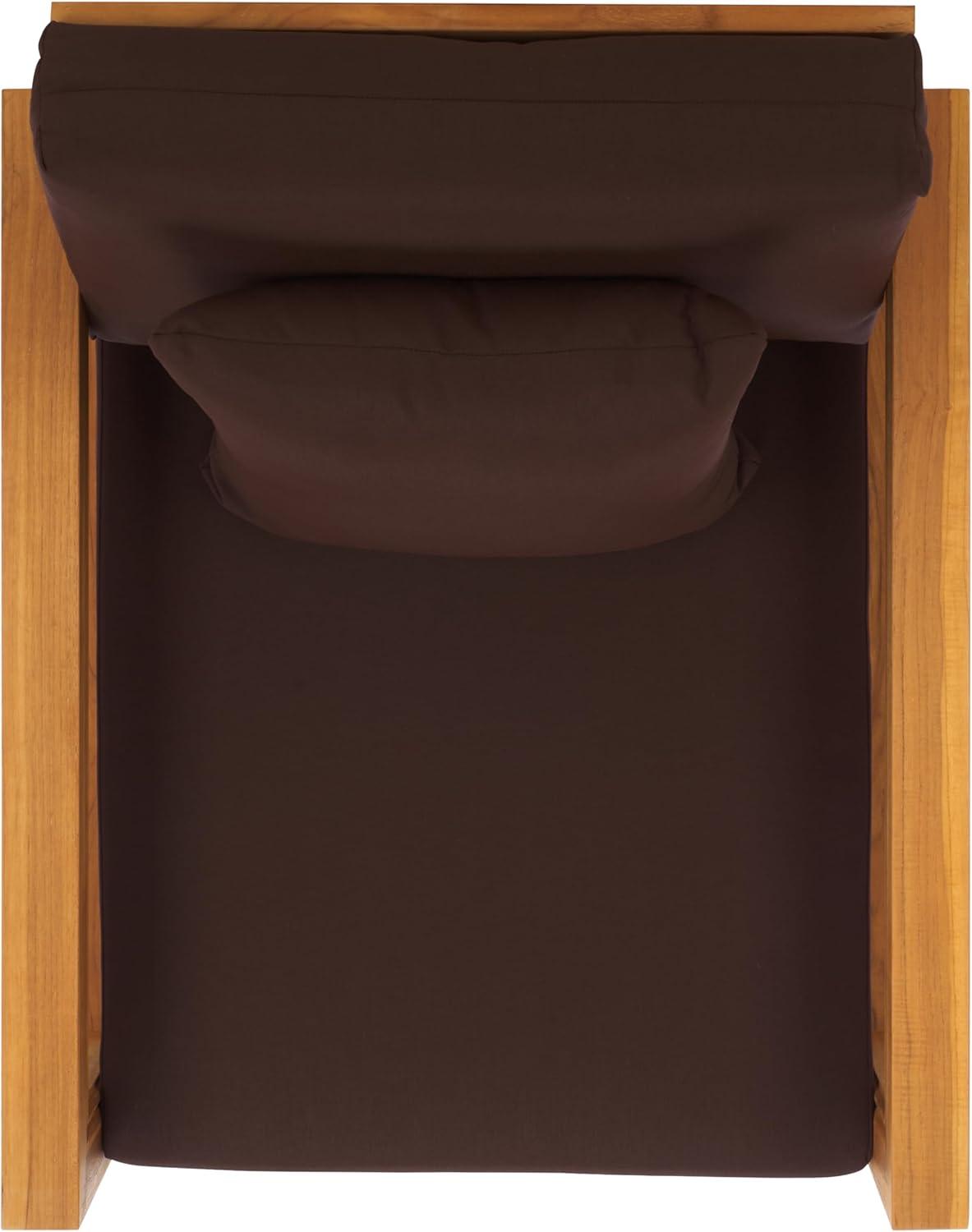 image:imageSAFAVIEH Couture Montford Brazilian Teak IndoorOutdoor Arm ChairNaturalDark Brown