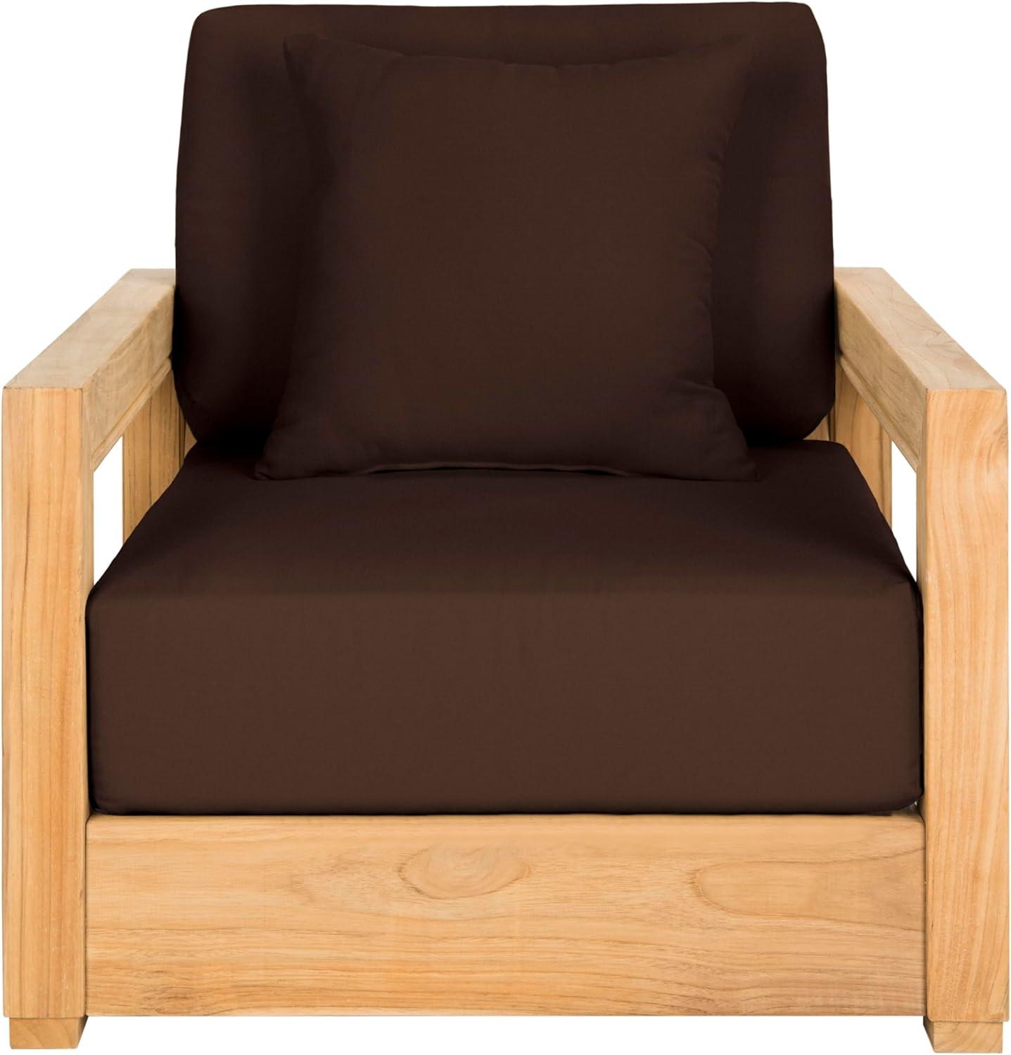 image:imageSAFAVIEH Couture Montford Brazilian Teak IndoorOutdoor Arm ChairNaturalDark Brown