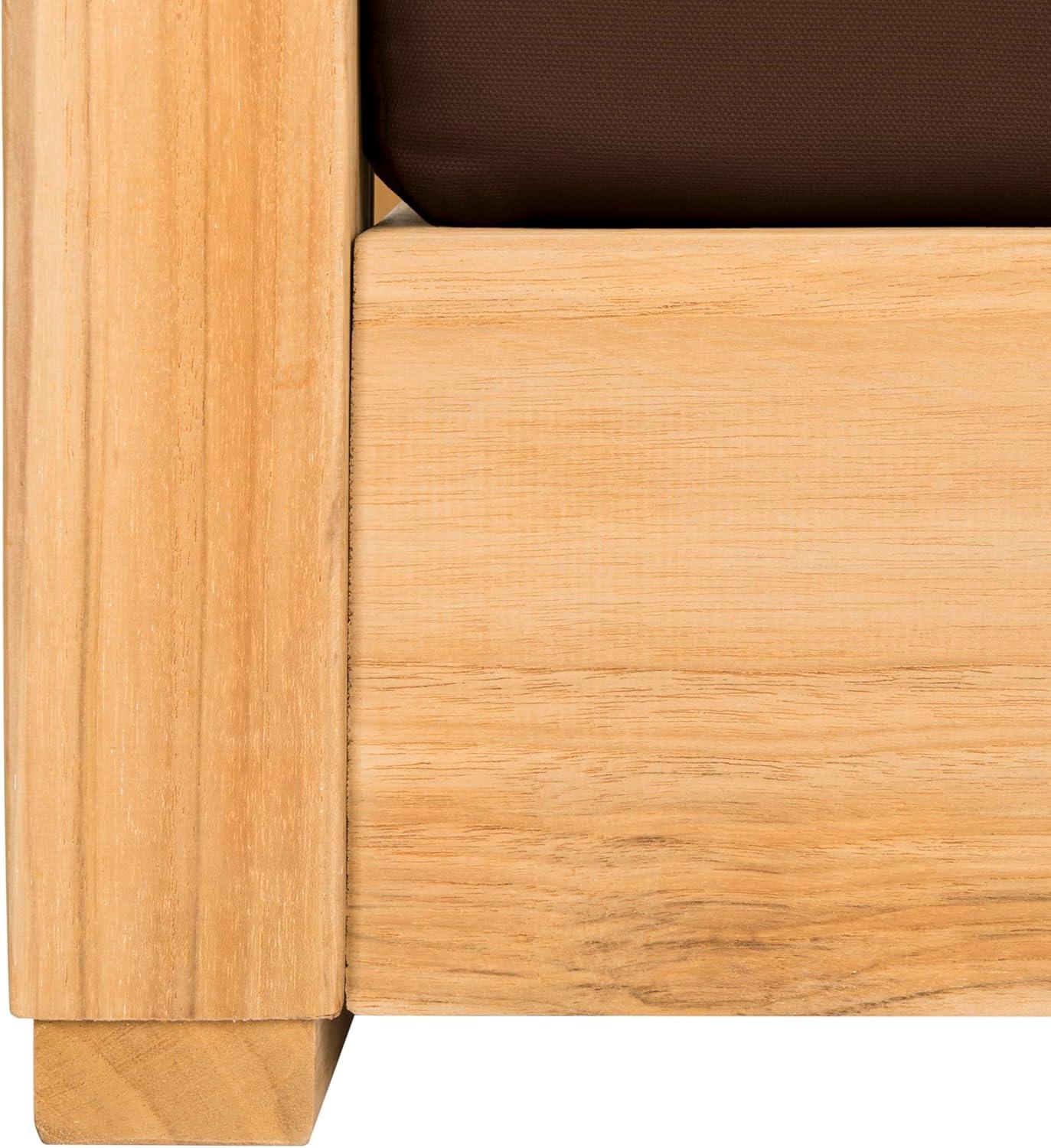 image:imageSAFAVIEH Couture Montford Brazilian Teak IndoorOutdoor Arm ChairNaturalDark Brown