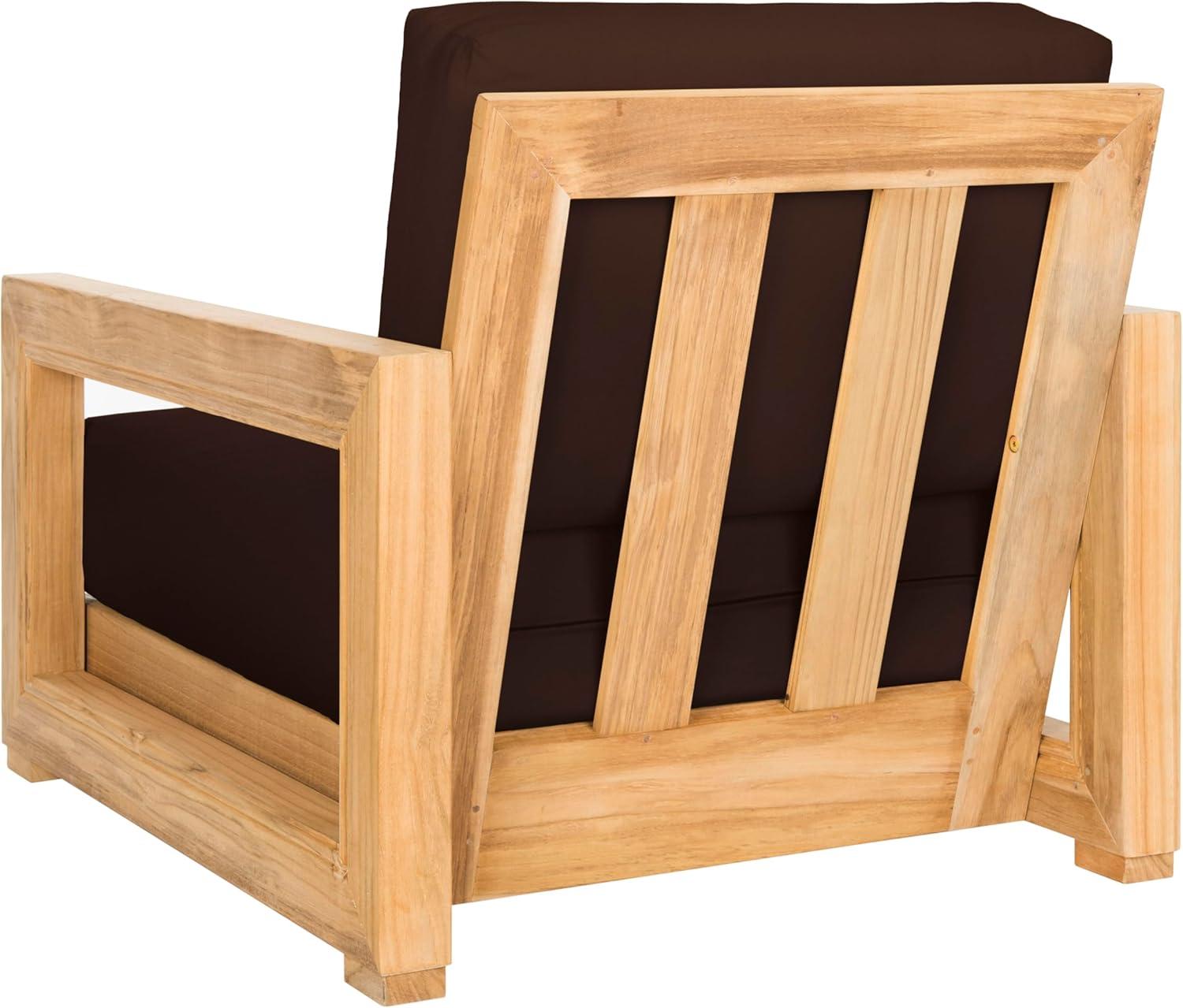 image:imageSAFAVIEH Couture Montford Brazilian Teak IndoorOutdoor Arm ChairNaturalDark Brown