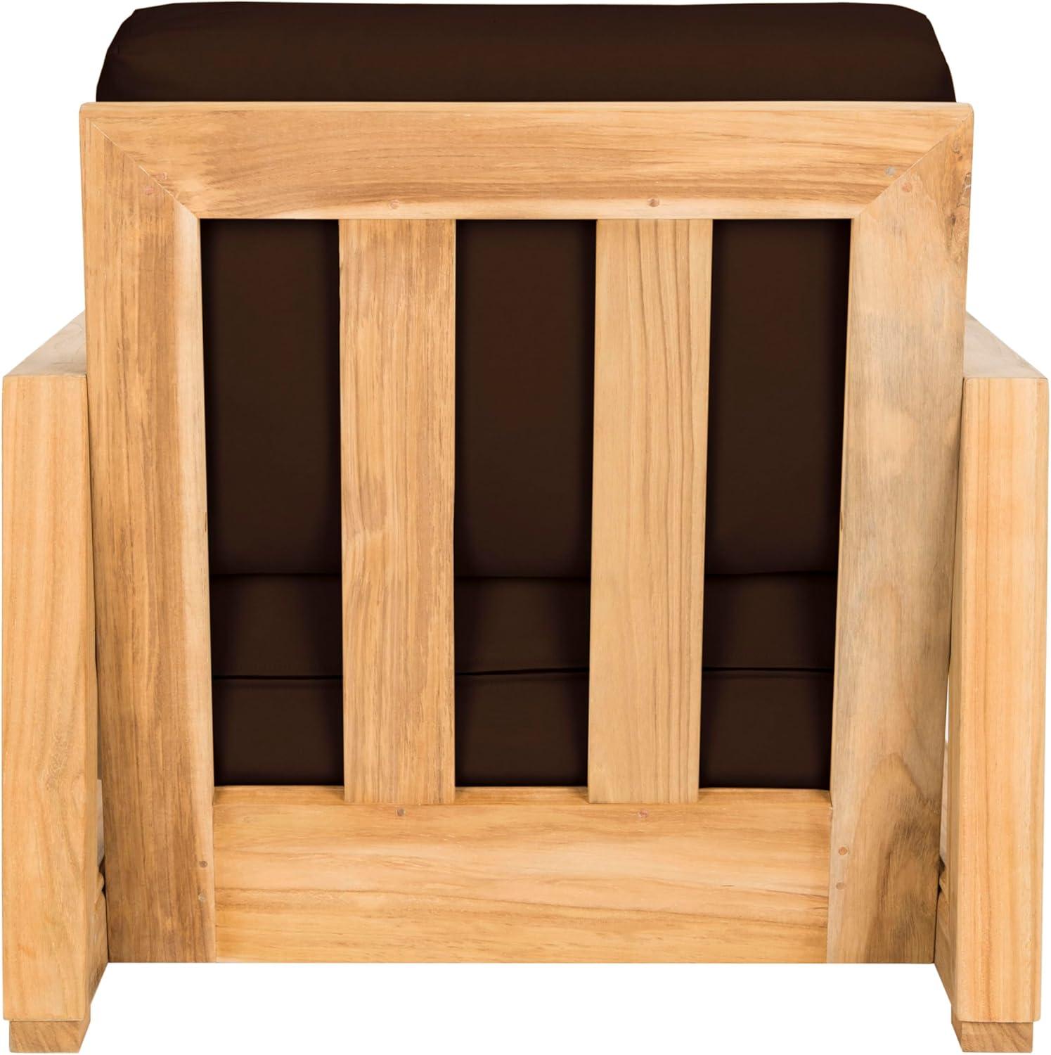 image:imageSAFAVIEH Couture Montford Brazilian Teak IndoorOutdoor Arm ChairNaturalDark Brown