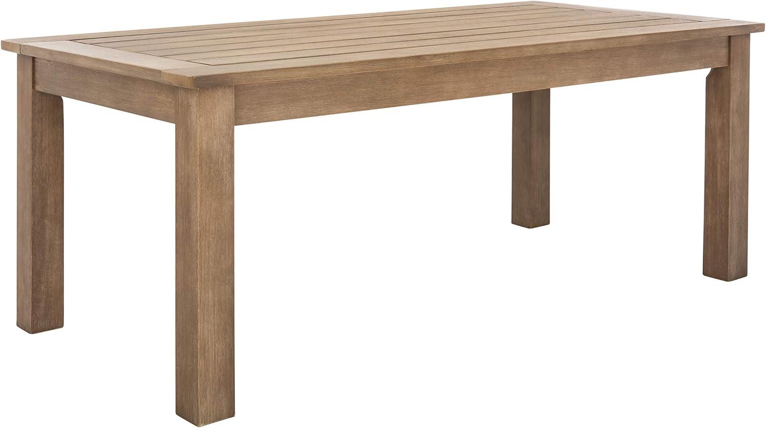 image:imageSAFAVIEH Couture Outdoor Patio Furniture Collection Santa Cruz Coffee Table Natural Eucalyptus Wood Slatted Top Modern Outdoor Accent Table CPT1016A